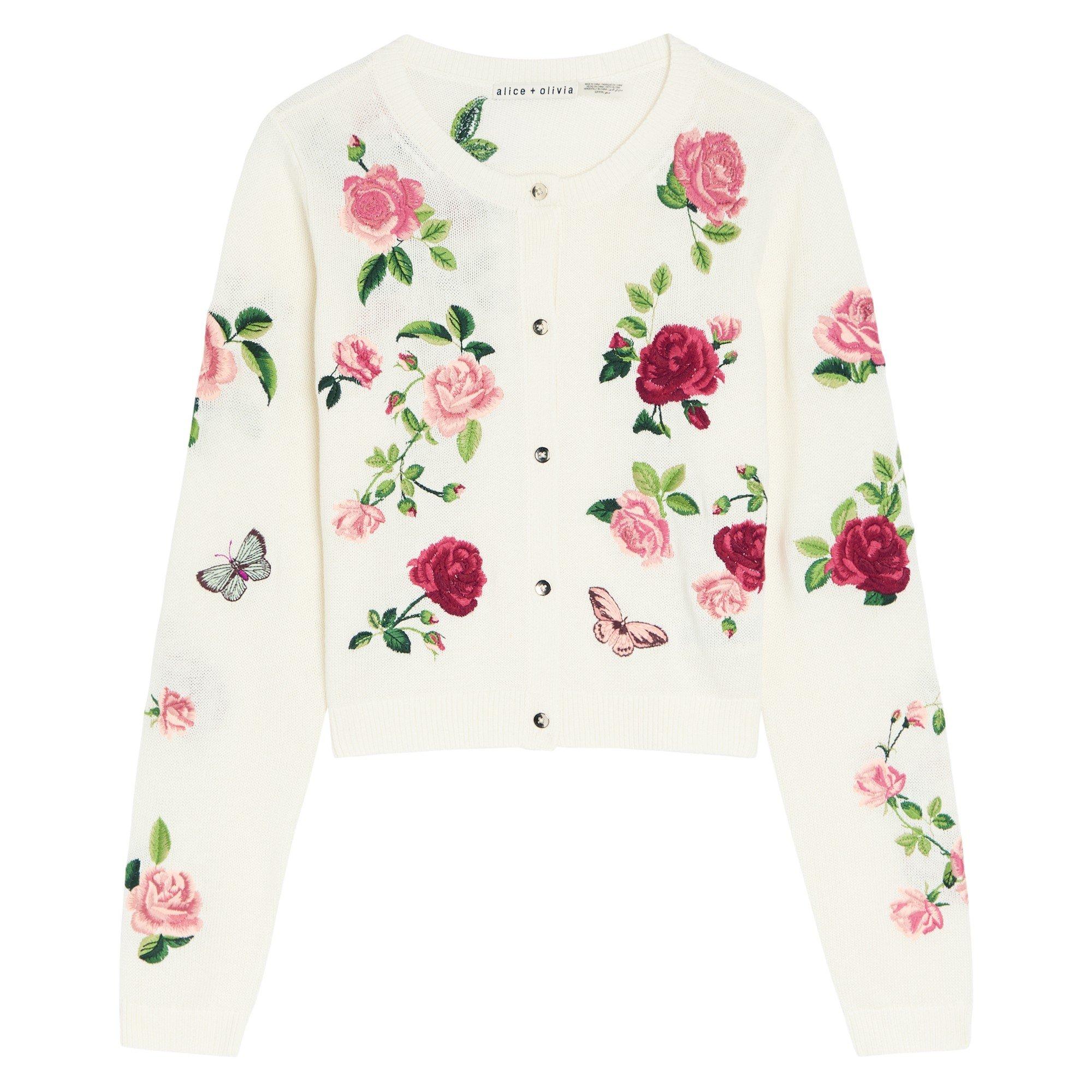 WHITE AND OTHER - Alice And Olivia - CD Dollie Embroidered Cardigan - 1
