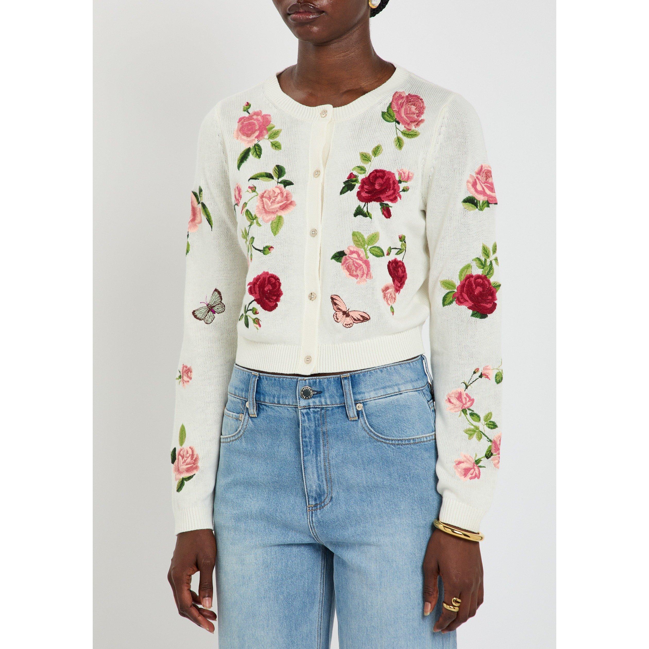 WHITE AND OTHER - Alice And Olivia - CD Dollie Embroidered Cardigan - 2