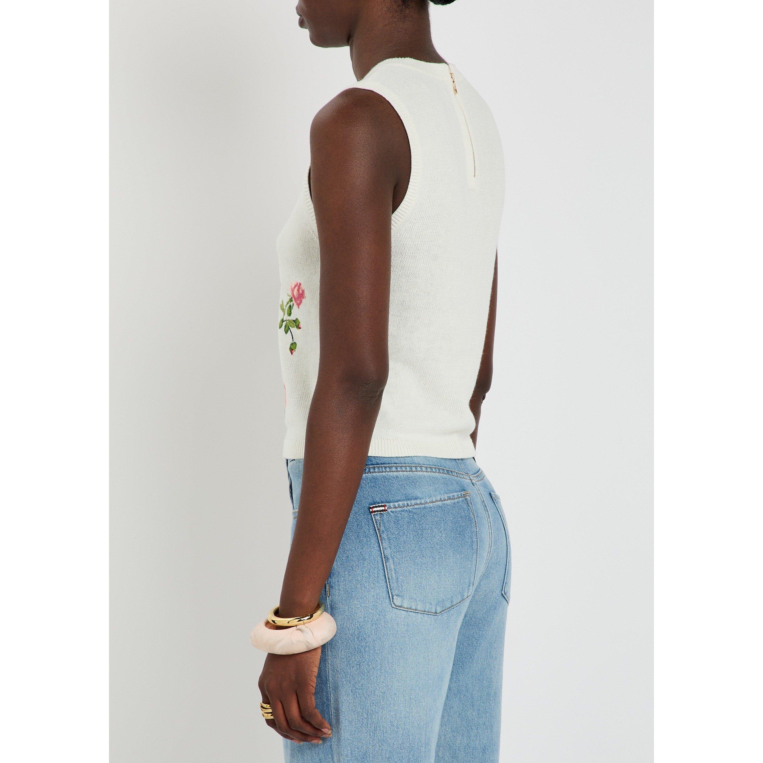 WHITE AND OTHER - Alice And Olivia - Women's Reva Embroidered Cotton Slim-Fit Vest - 3