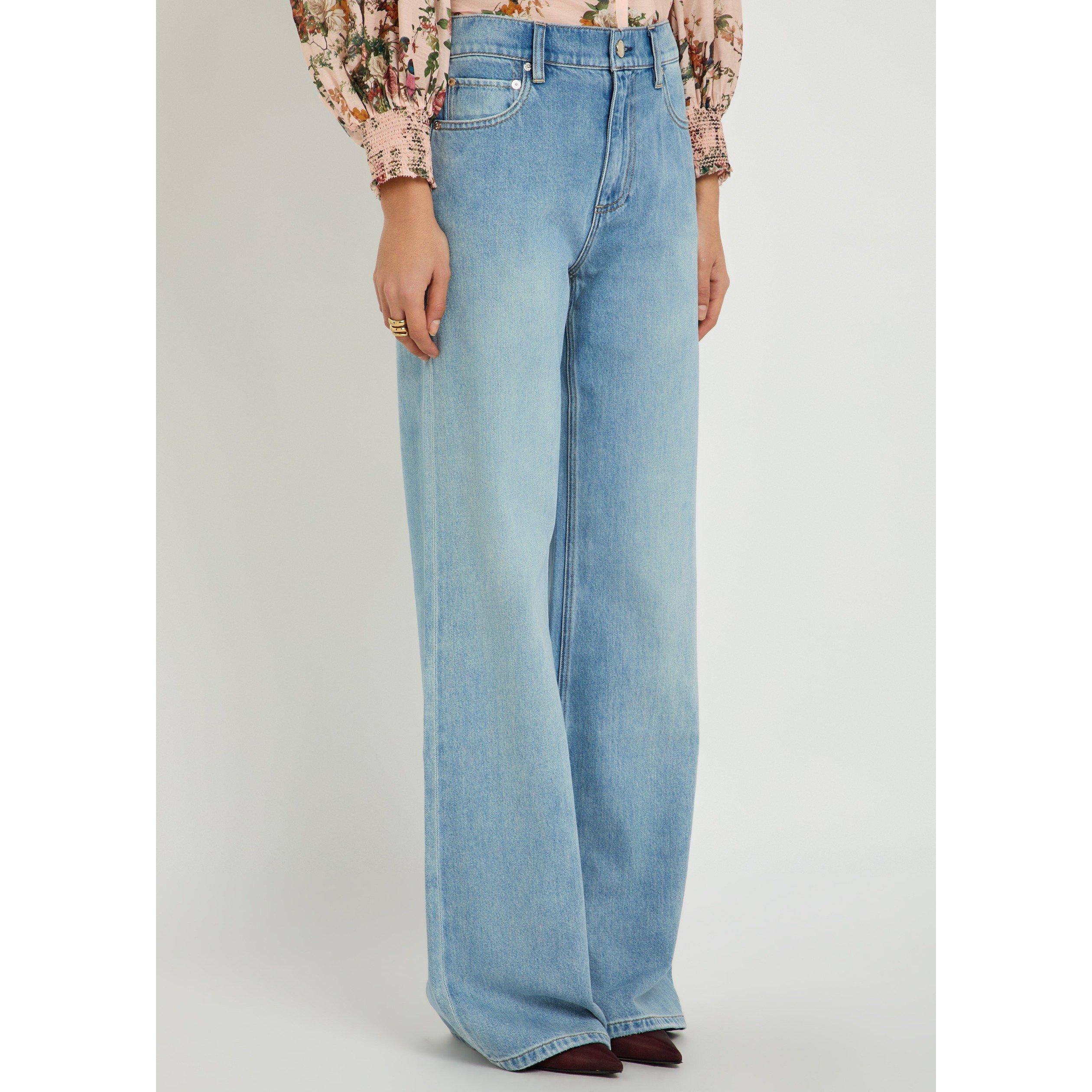 BLUE - Alice And Olivia - Women's J Chic Full-Length Cotton Wide Leg Jeans - 2