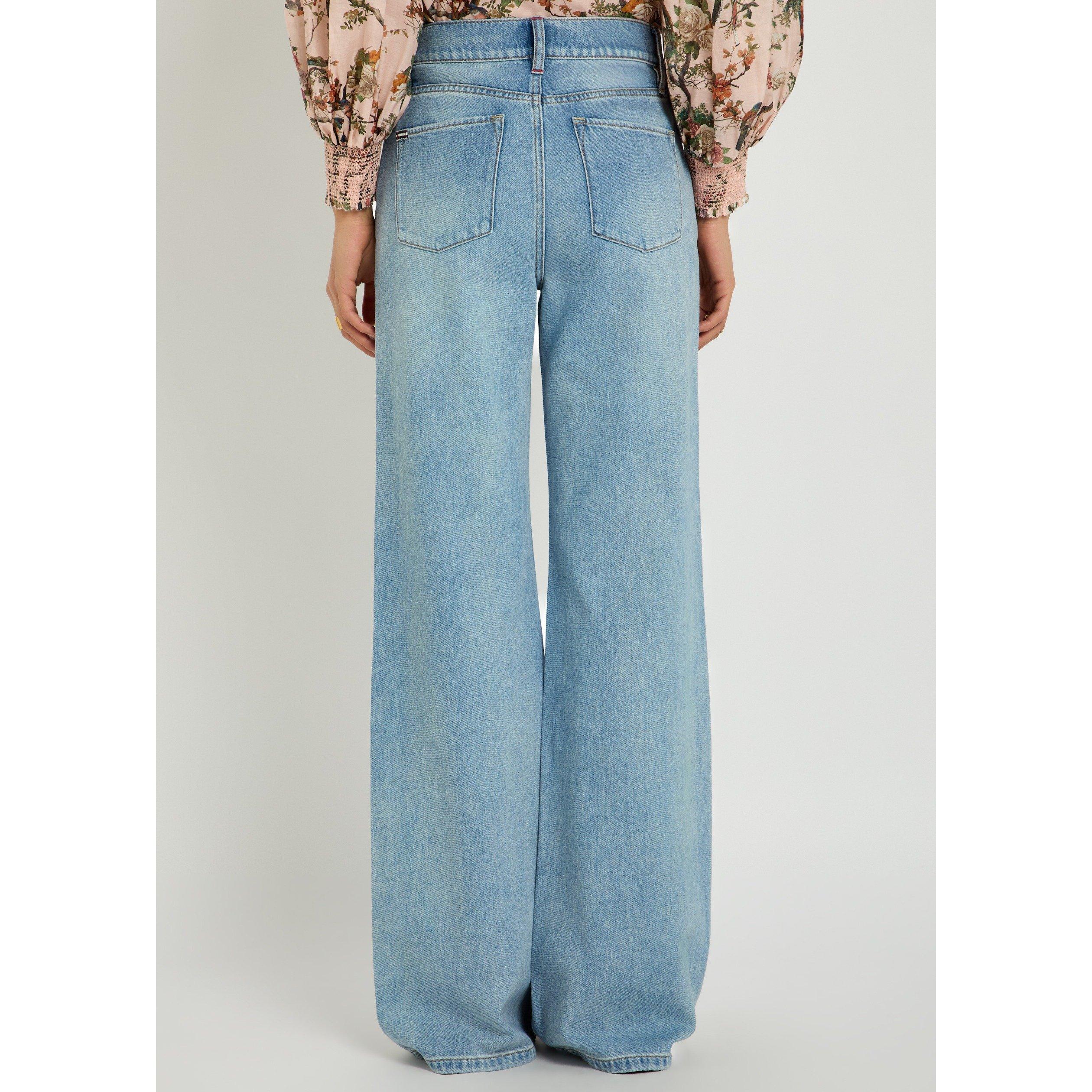 BLUE - Alice And Olivia - Women's J Chic Full-Length Cotton Wide Leg Jeans - 3