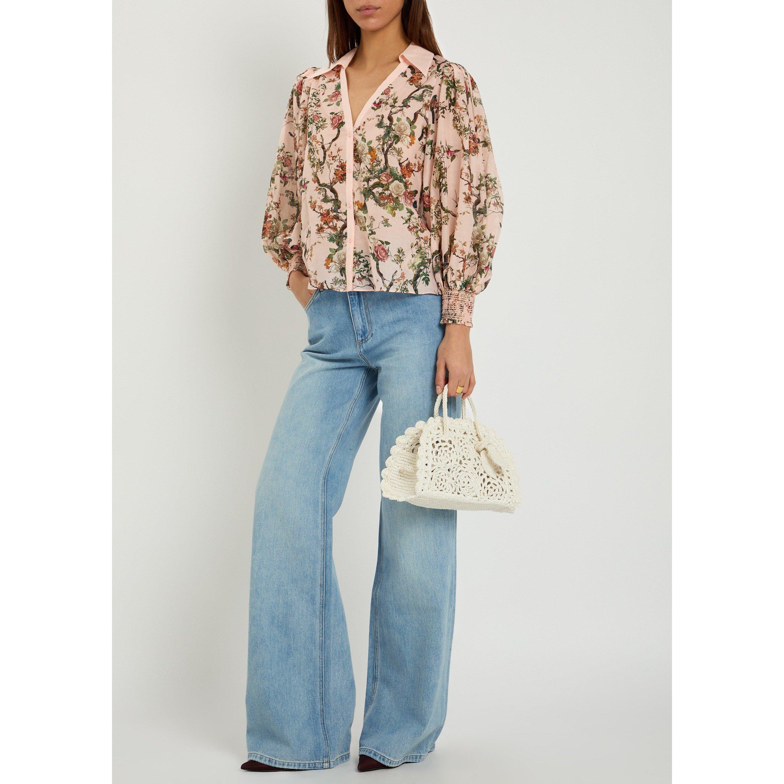 BLUE - Alice And Olivia - Women's J Chic Full-Length Cotton Wide Leg Jeans - 5