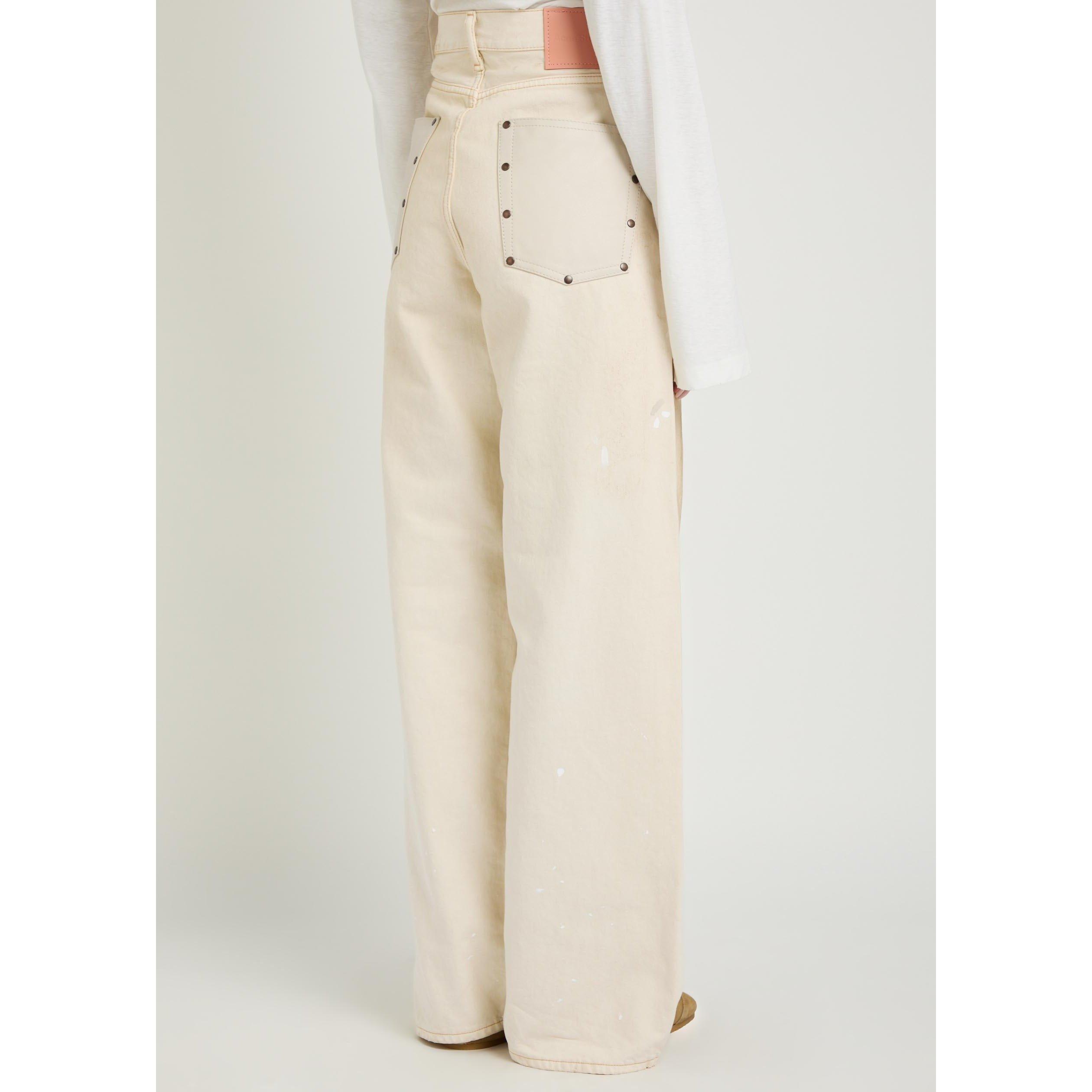 WHITE - Acne Studios - Women's 1981 Mid-Rise Cotton Wide-Leg Jeans - 3