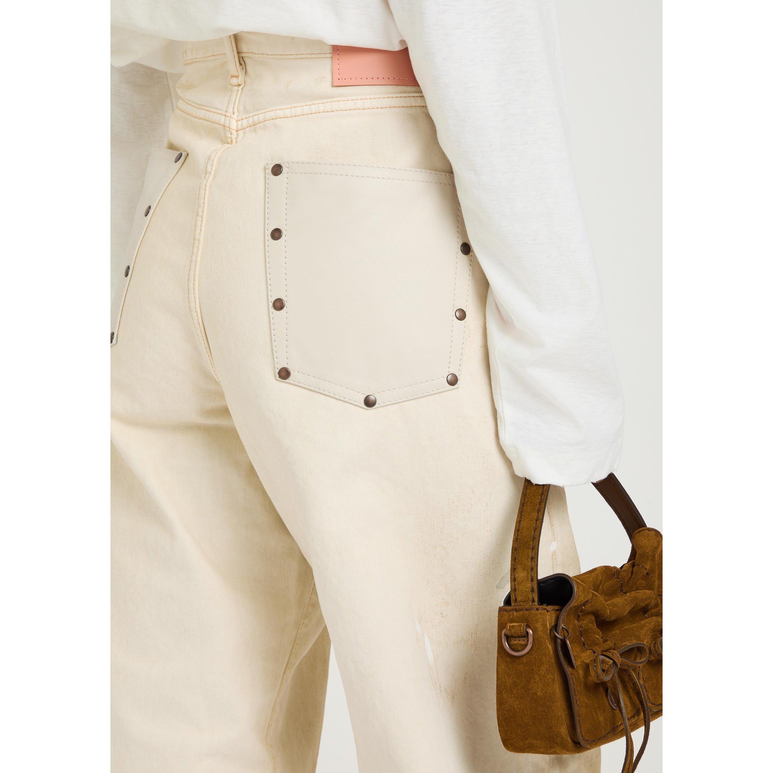 WHITE - Acne Studios - Women's 1981 Mid-Rise Cotton Wide-Leg Jeans - 4