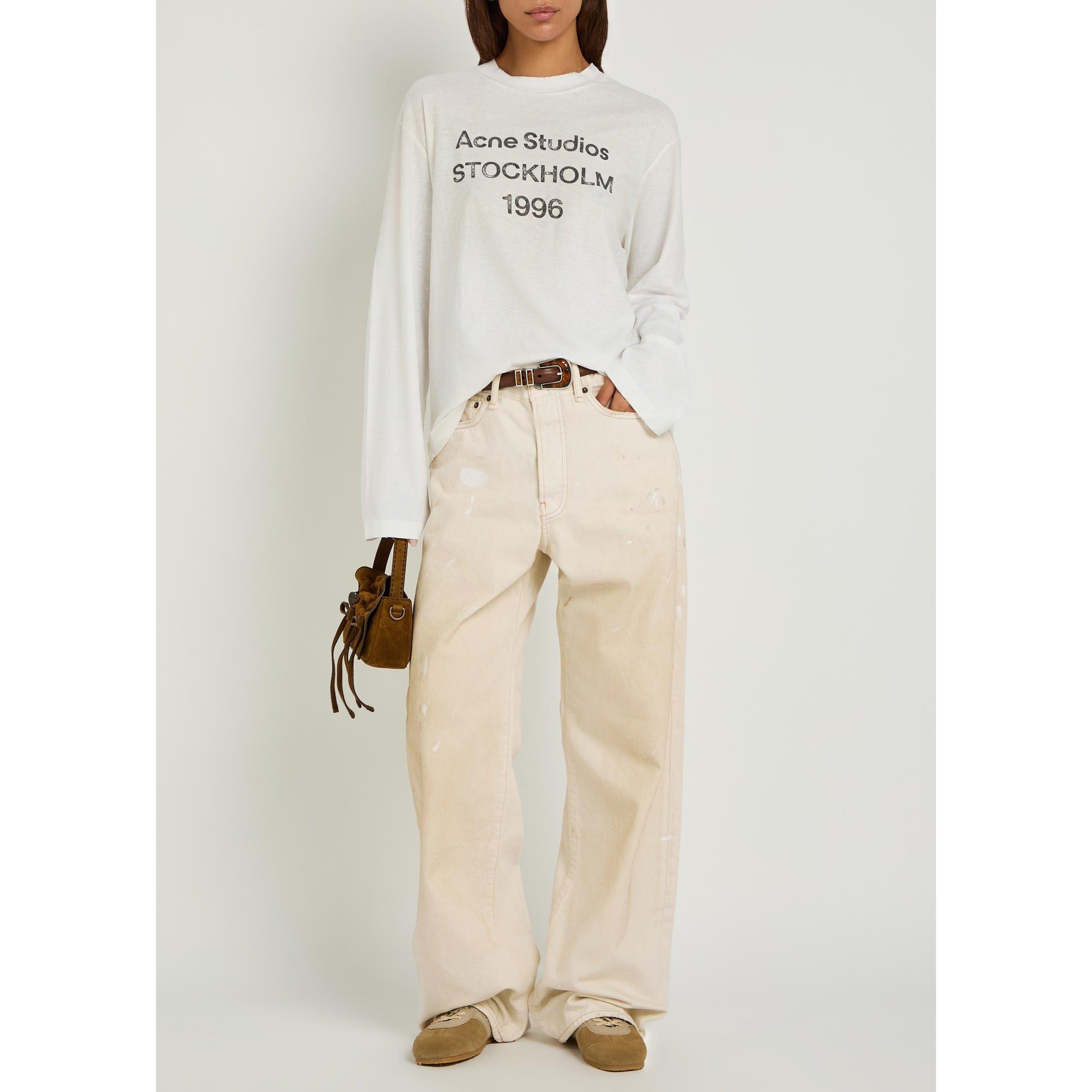 WHITE - Acne Studios - Women's 1981 Mid-Rise Cotton Wide-Leg Jeans - 5