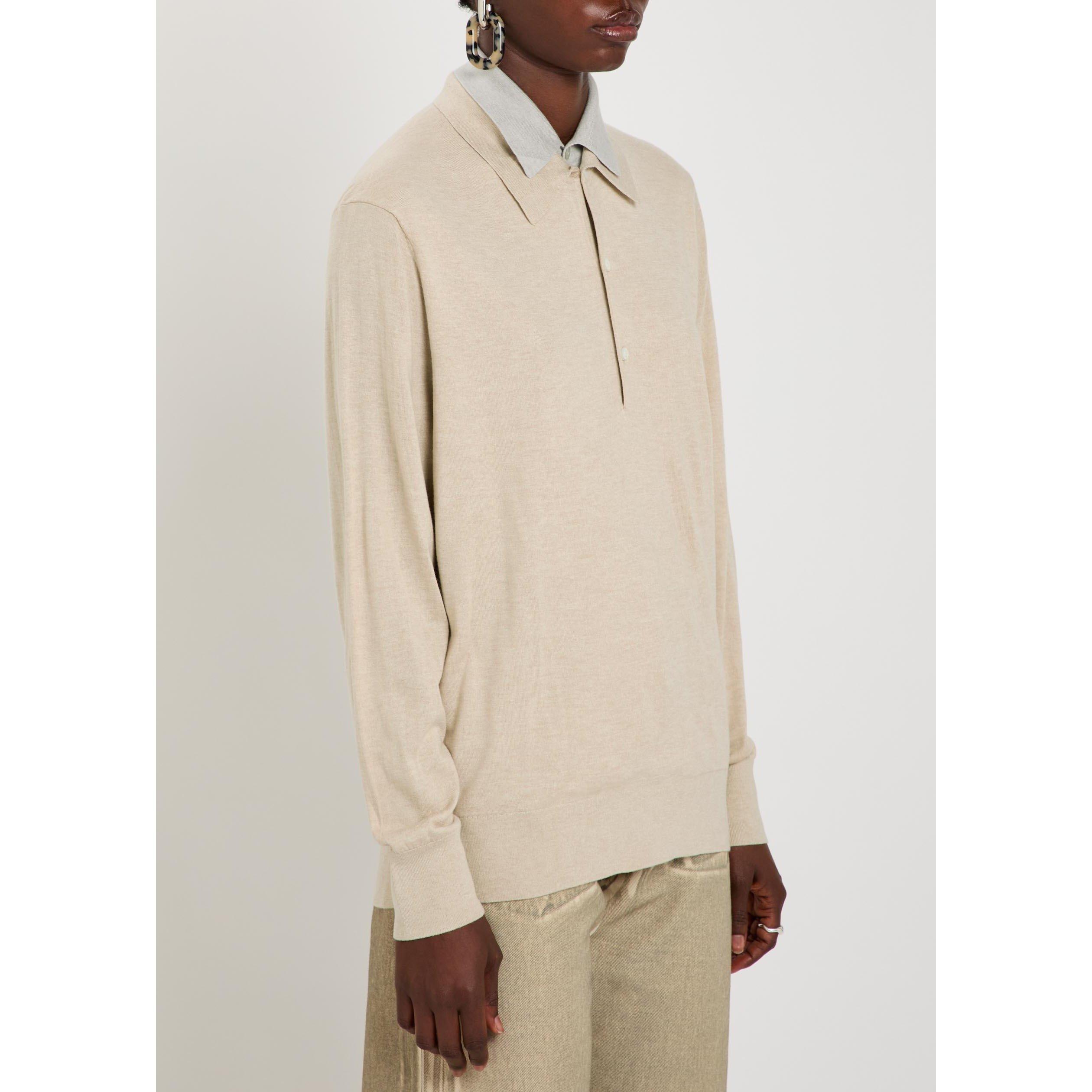 BEIGE AND OTHER - Acne Studios - Women's Silk Wool Cashmere Knitted Long-Sleeve Polo - 2