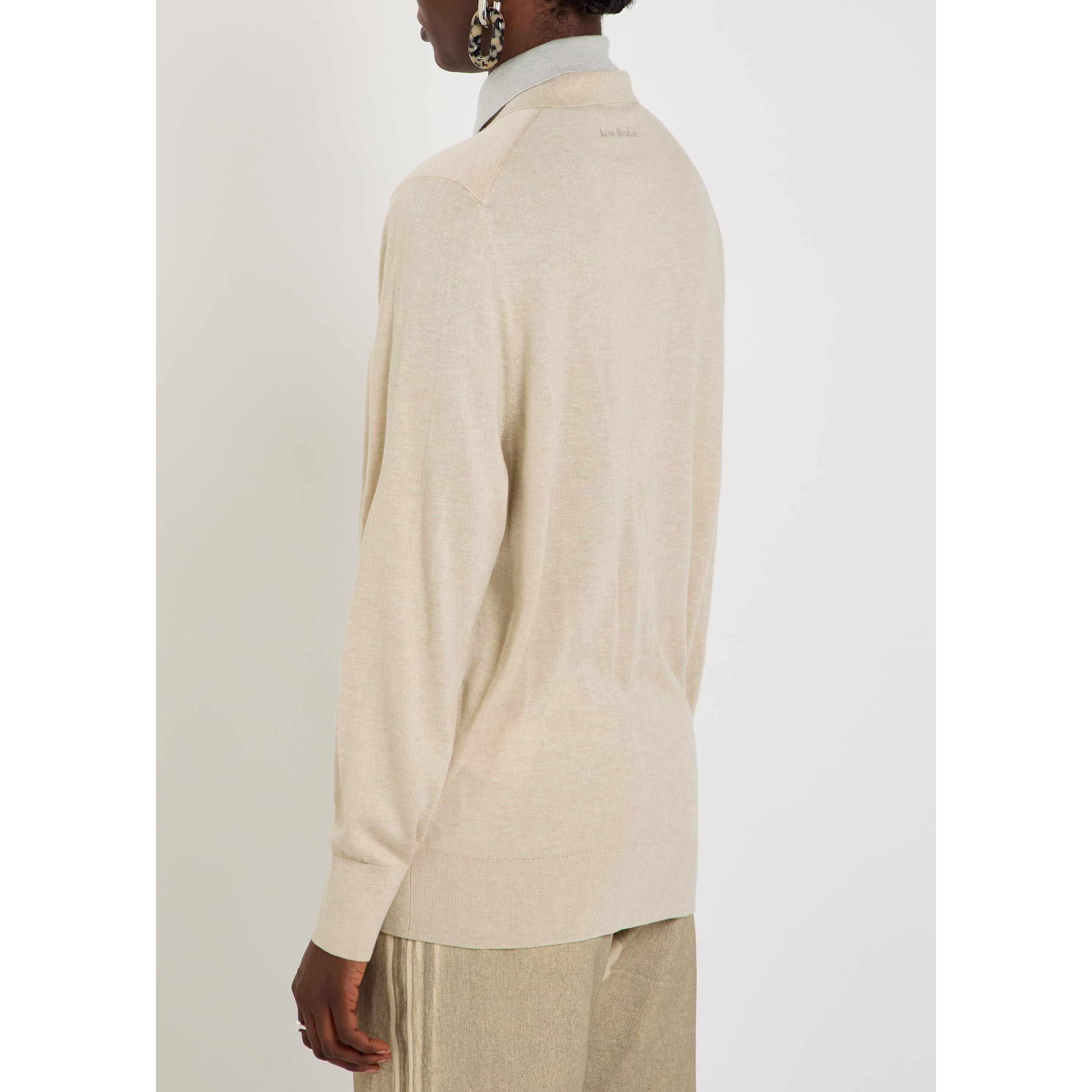 BEIGE AND OTHER - Acne Studios - Women's Silk Wool Cashmere Knitted Long-Sleeve Polo - 3
