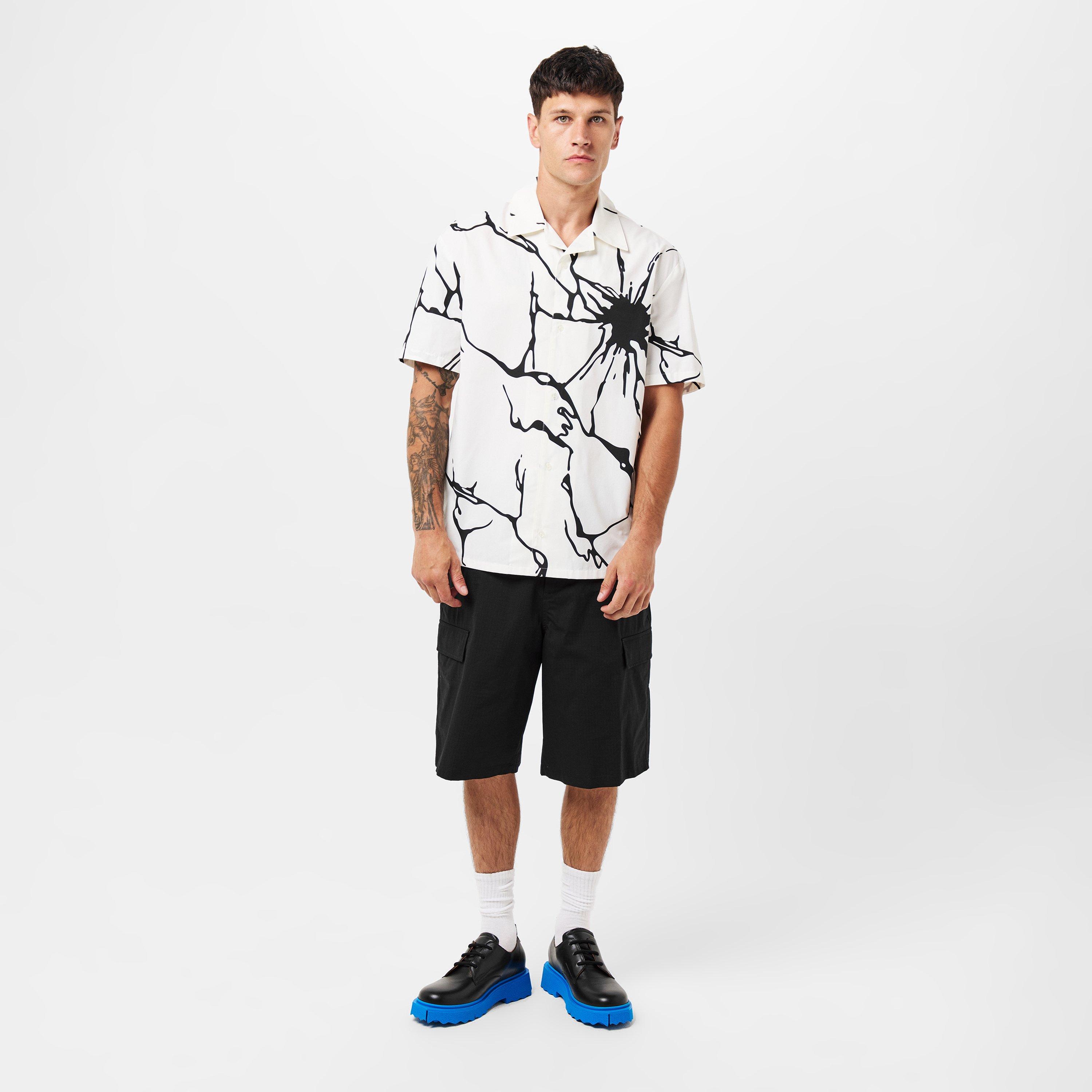 Black - Off White - Men's Cargo Shorts - 6