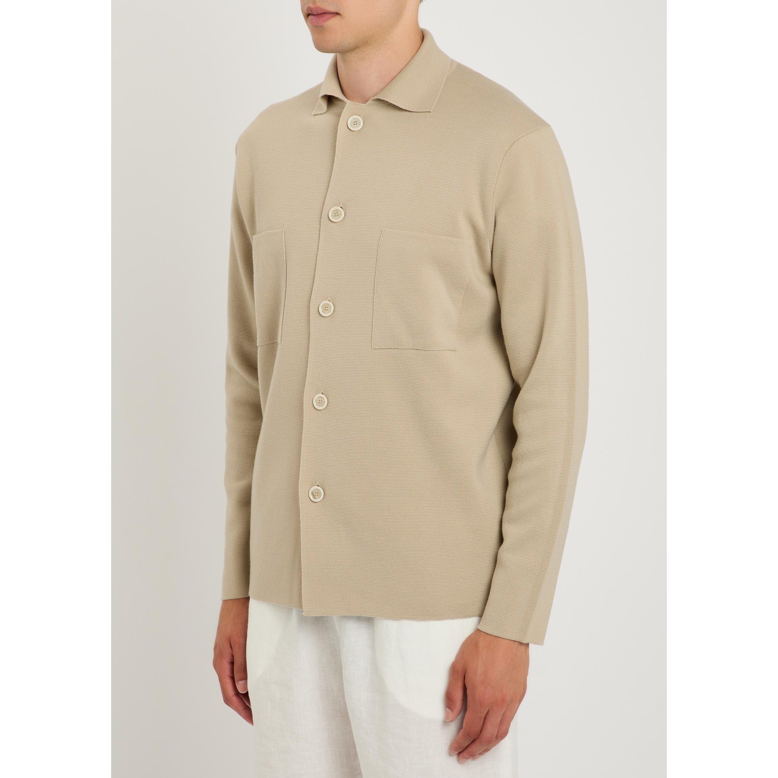 BEIGE - Lardini - Men's Shirt-Collar Wool Cardigan - 2