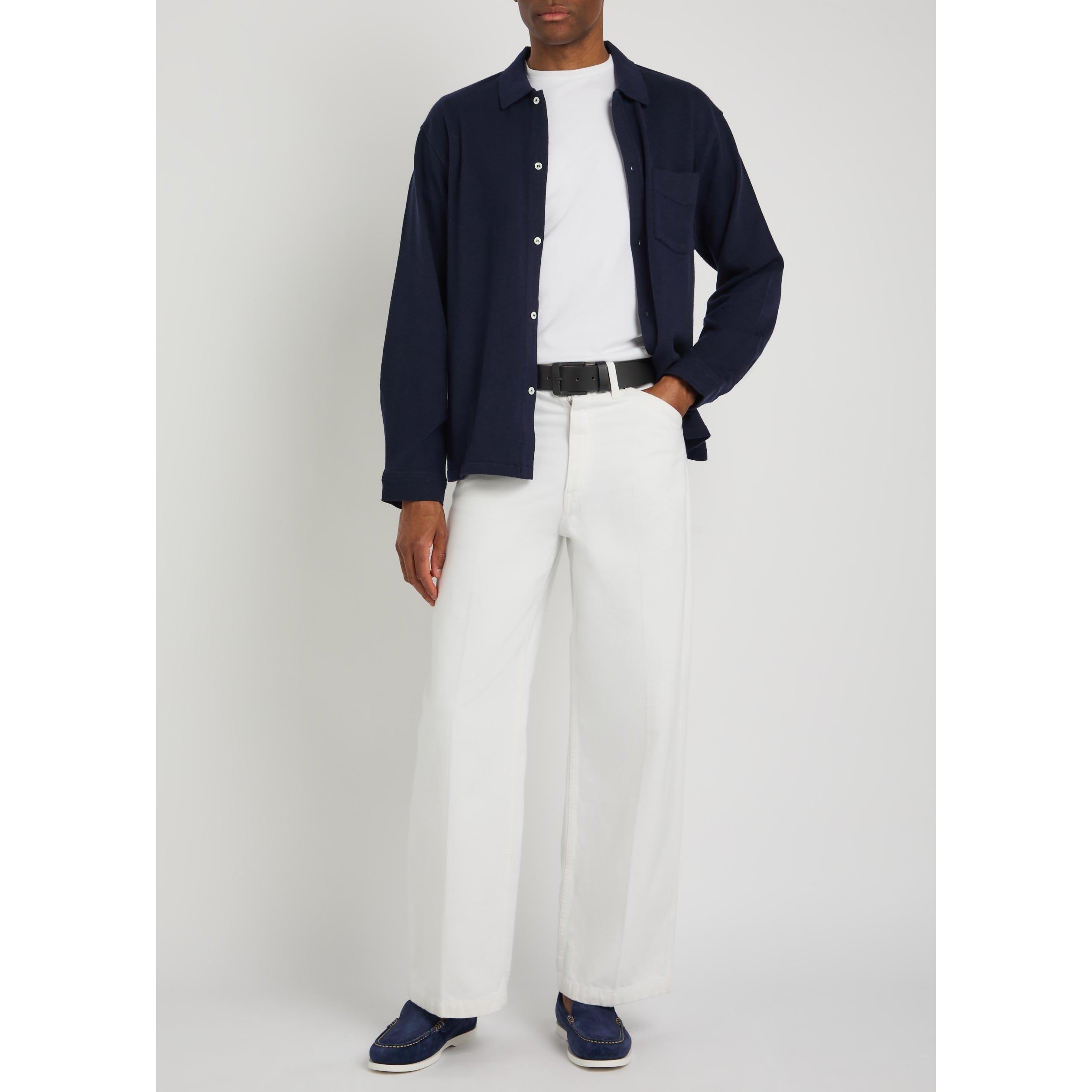NAVY - Officine Generale - Men's Gareth Wool Cashmere Relaxed-Fit Cardigan - 5