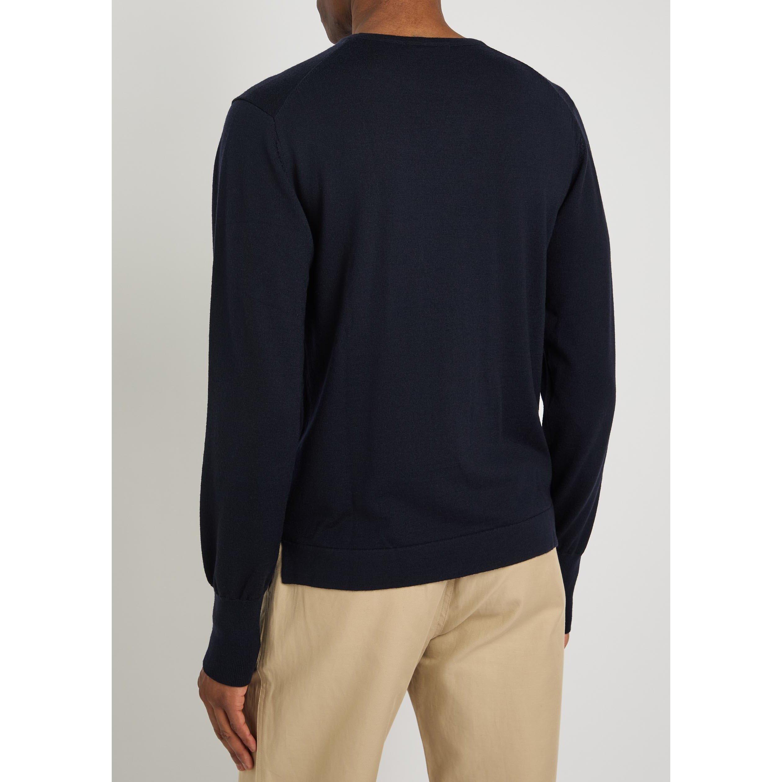 NAVY - Officine Generale - Men's Nina Merino Wool Crew-Neck Jumper - 3