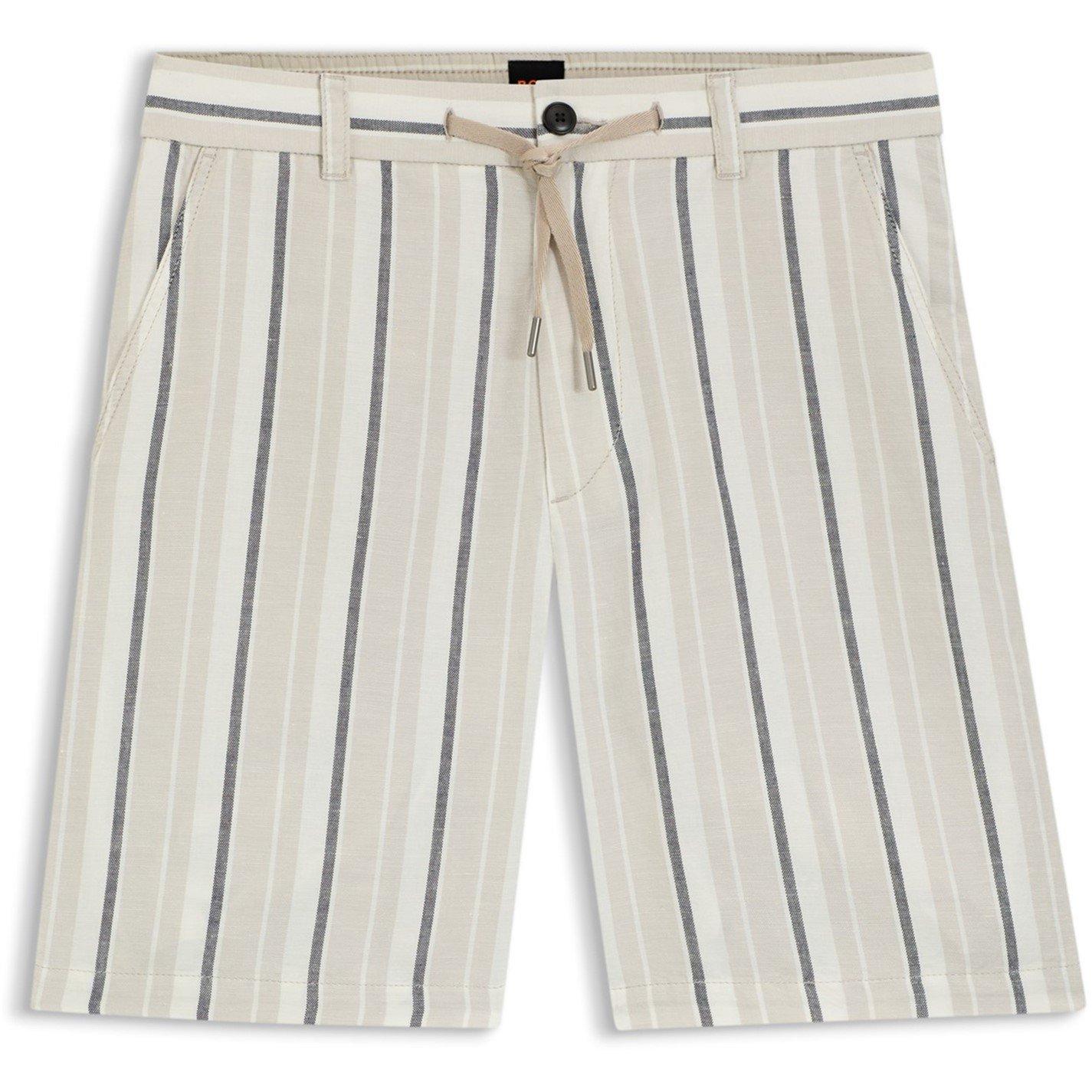 Boss BOSS ORANGE Striped Short in a linen-cotton blend (Ricoplus) - Light Grey 070 - Size 2XL