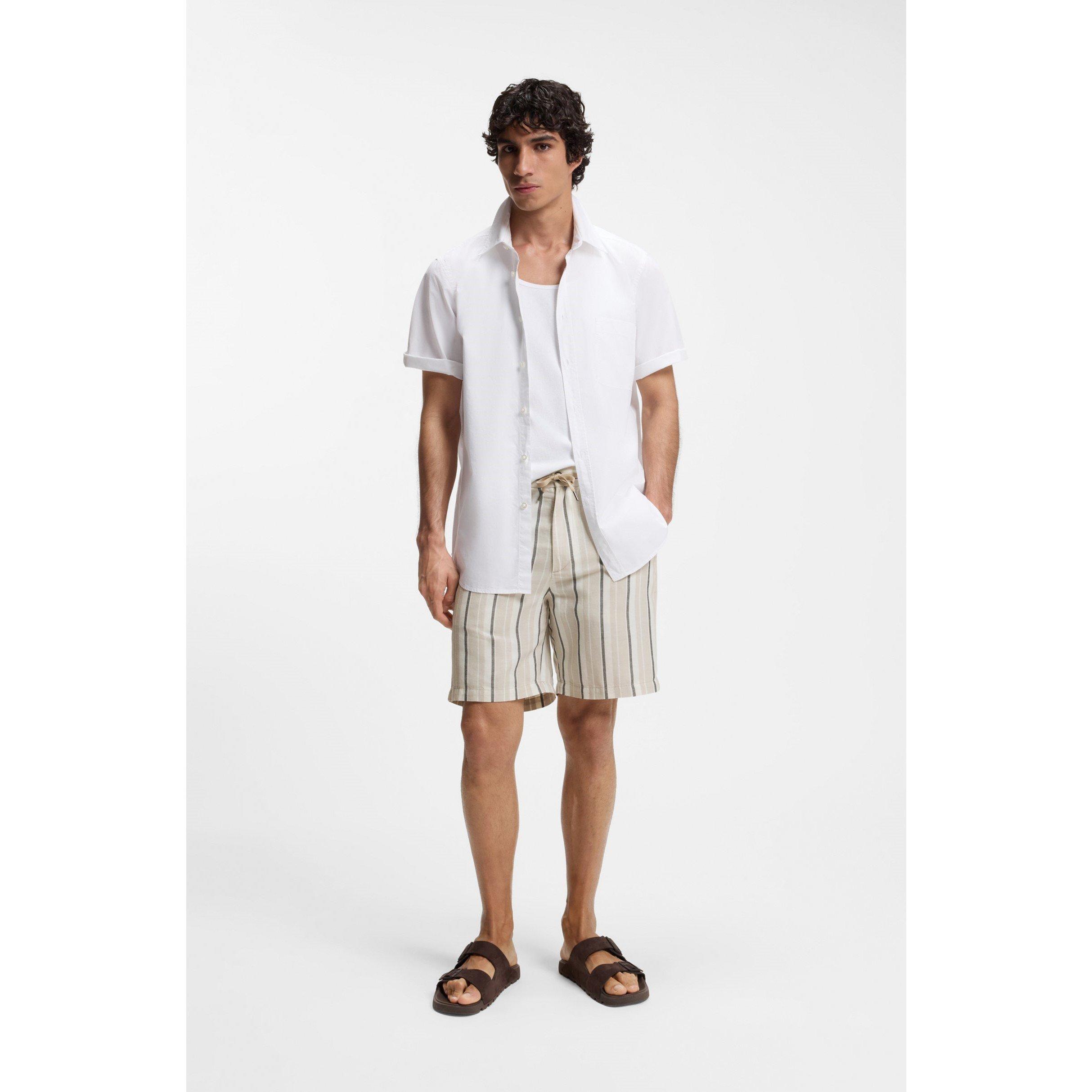 Light Grey 070 - Boss - BOSS ORANGE Striped Short in a linen-cotton blend (Ricoplus) - 2