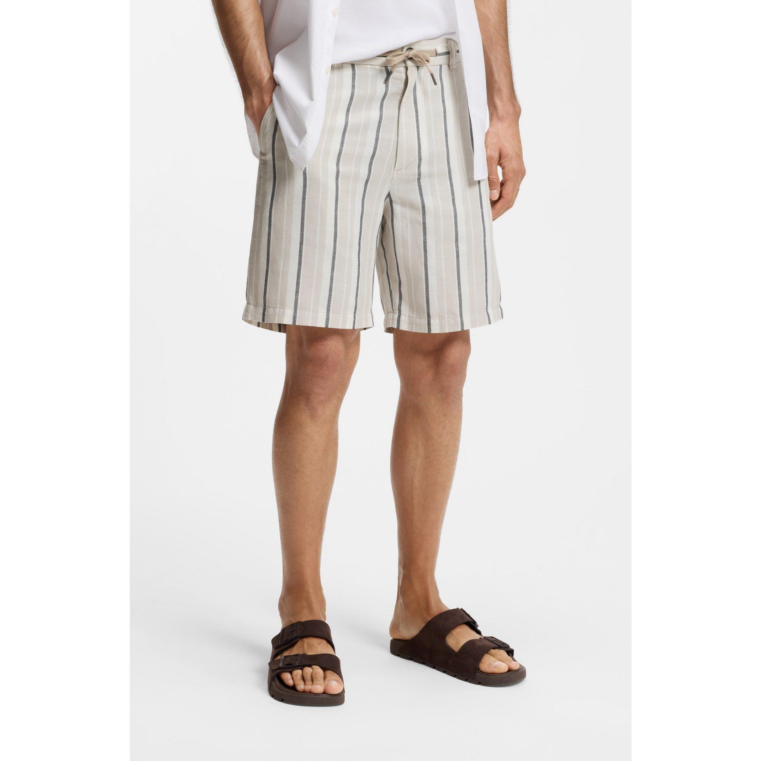 Light Grey 070 - Boss - BOSS ORANGE Striped Short in a linen-cotton blend (Ricoplus) - 4