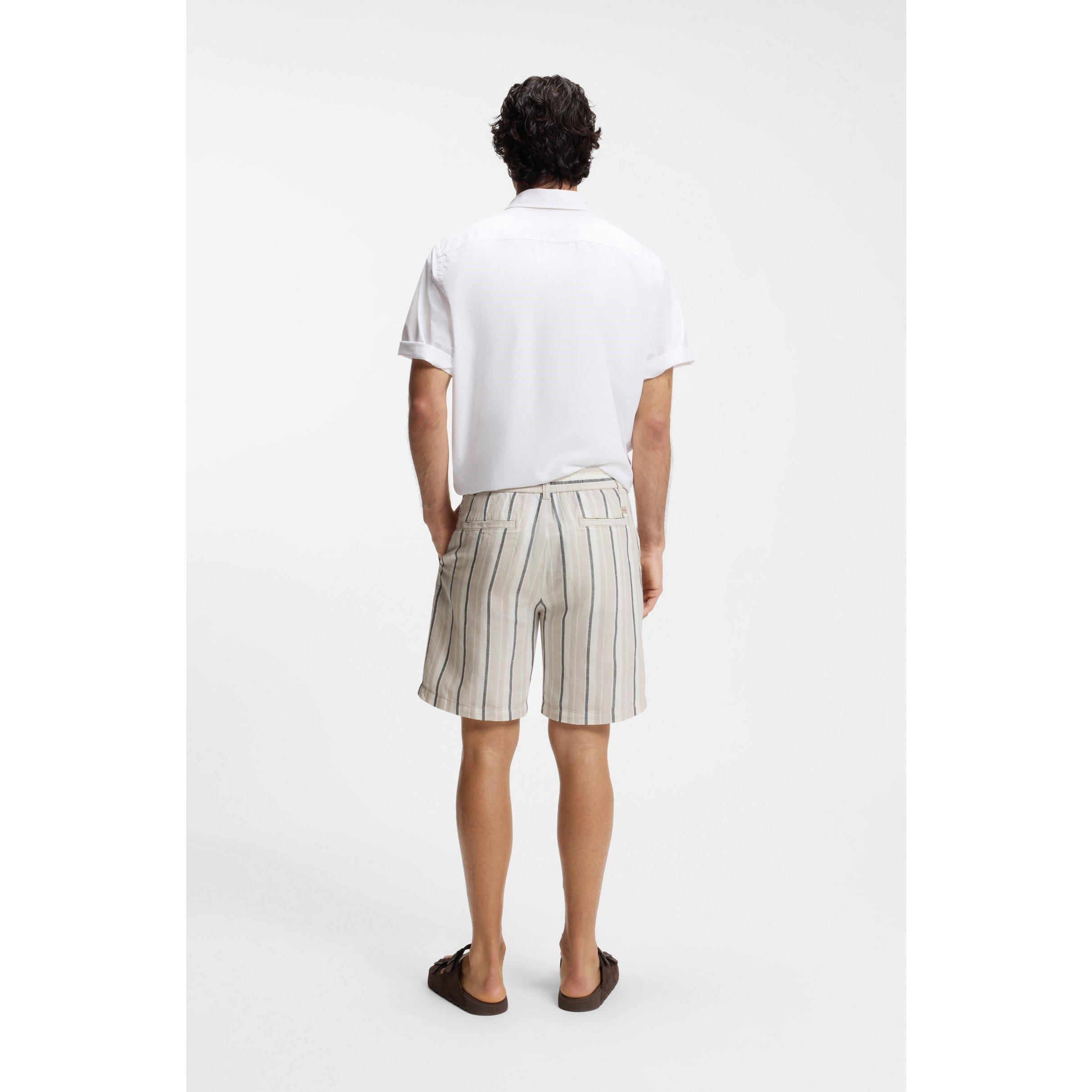 Light Grey 070 - Boss - BOSS ORANGE Striped Short in a linen-cotton blend (Ricoplus) - 5