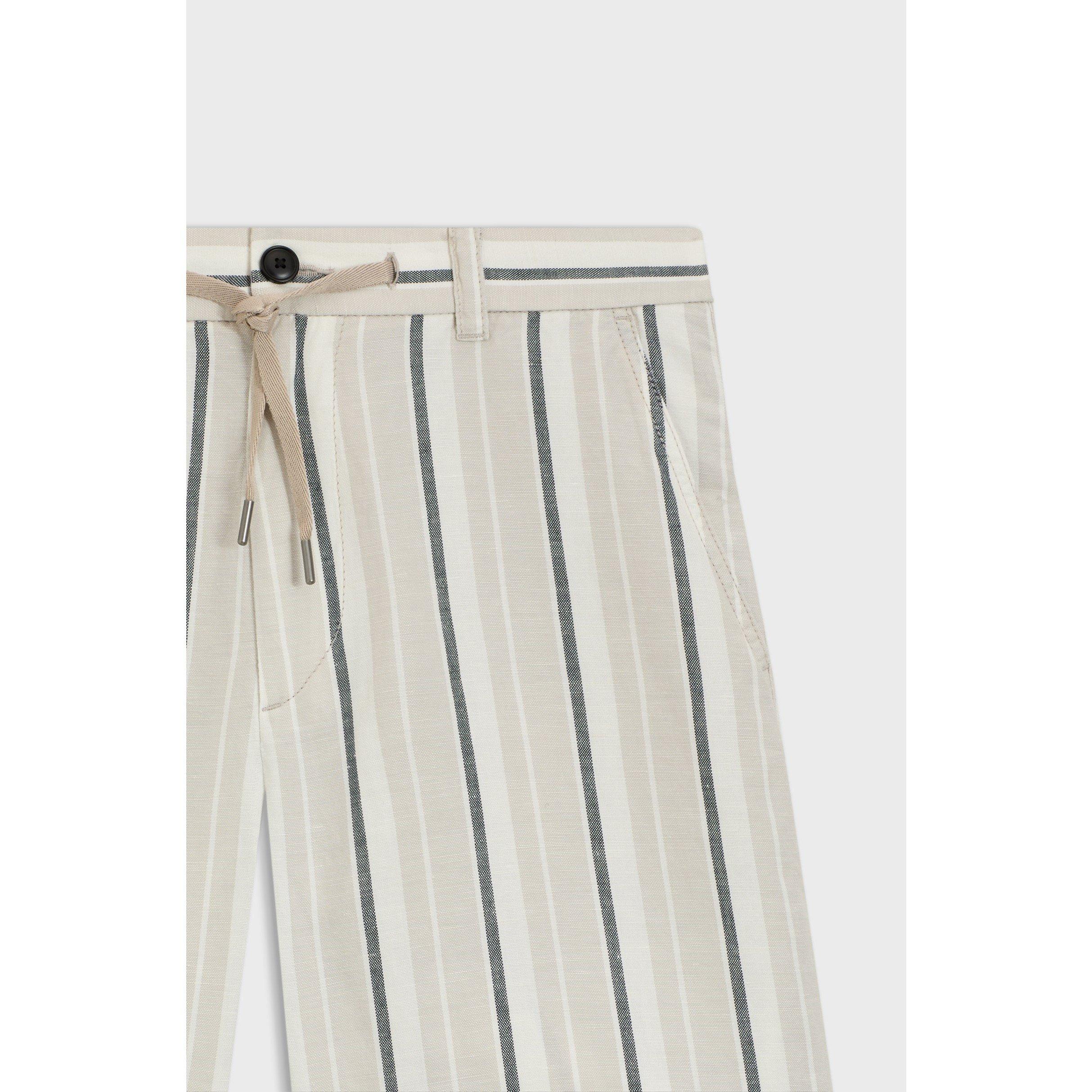 Light Grey 070 - Boss - BOSS ORANGE Striped Short in a linen-cotton blend (Ricoplus) - 6