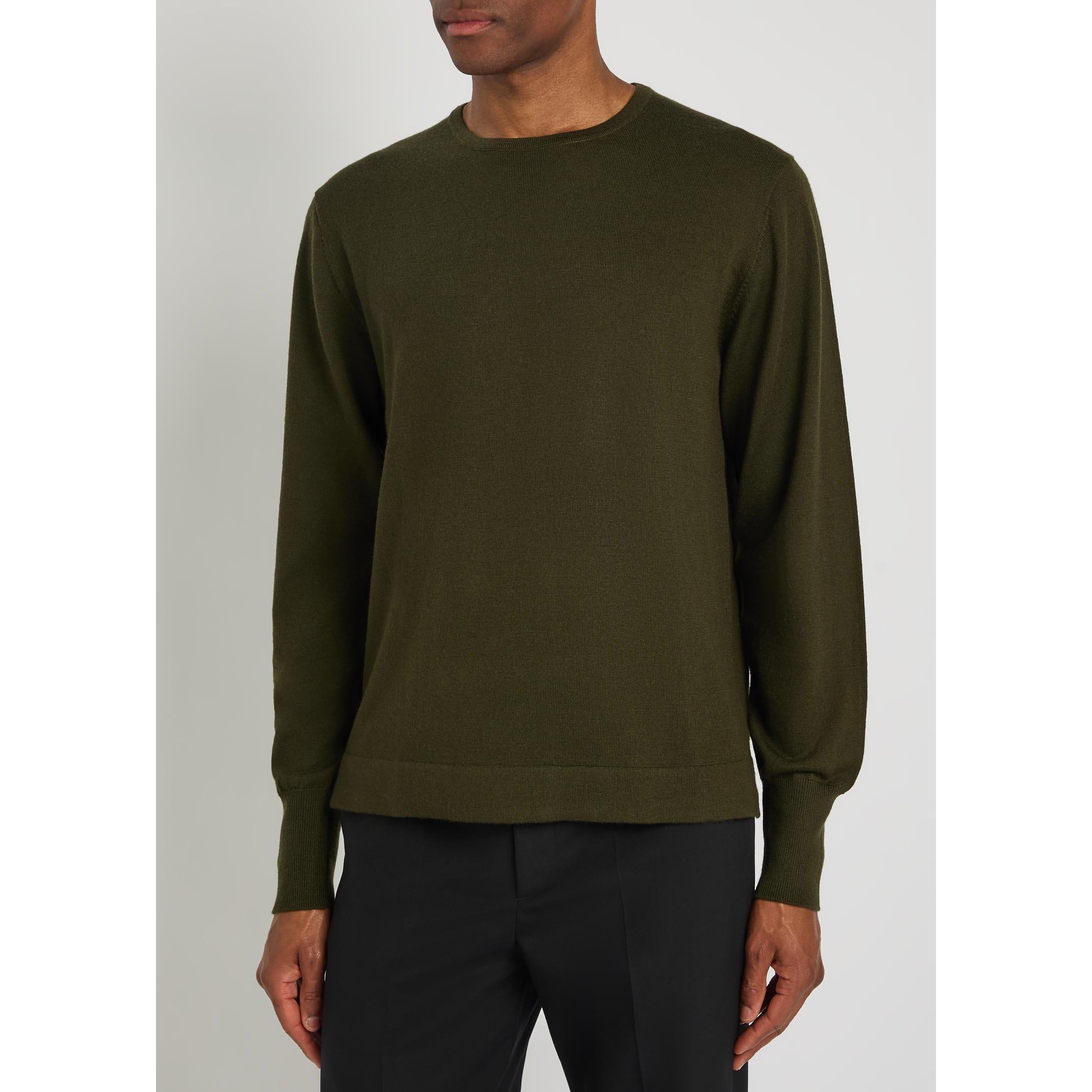 OLIVE - Officine Generale - Men's Nina Merino Wool Crew-Neck Jumper - 2
