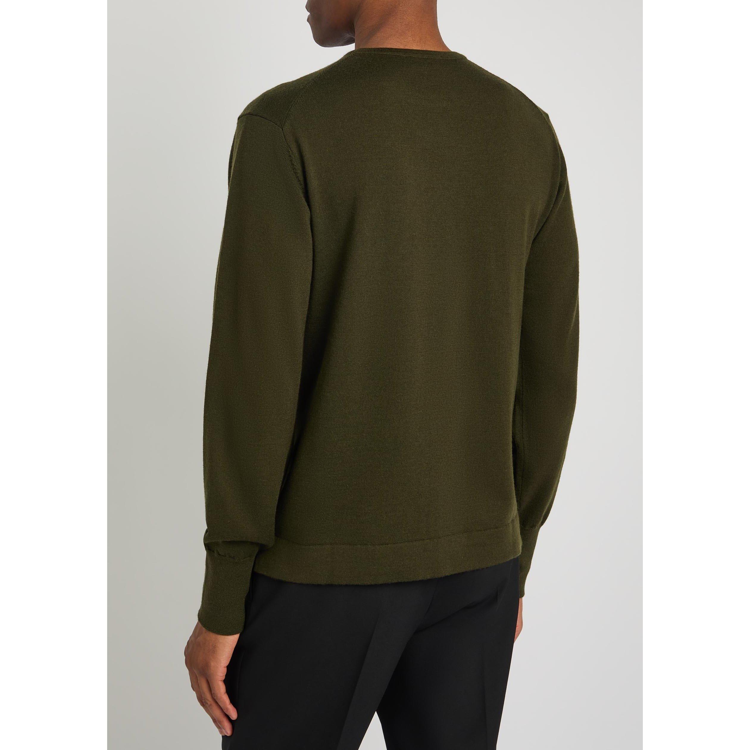 OLIVE - Officine Generale - Men's Nina Merino Wool Crew-Neck Jumper - 3