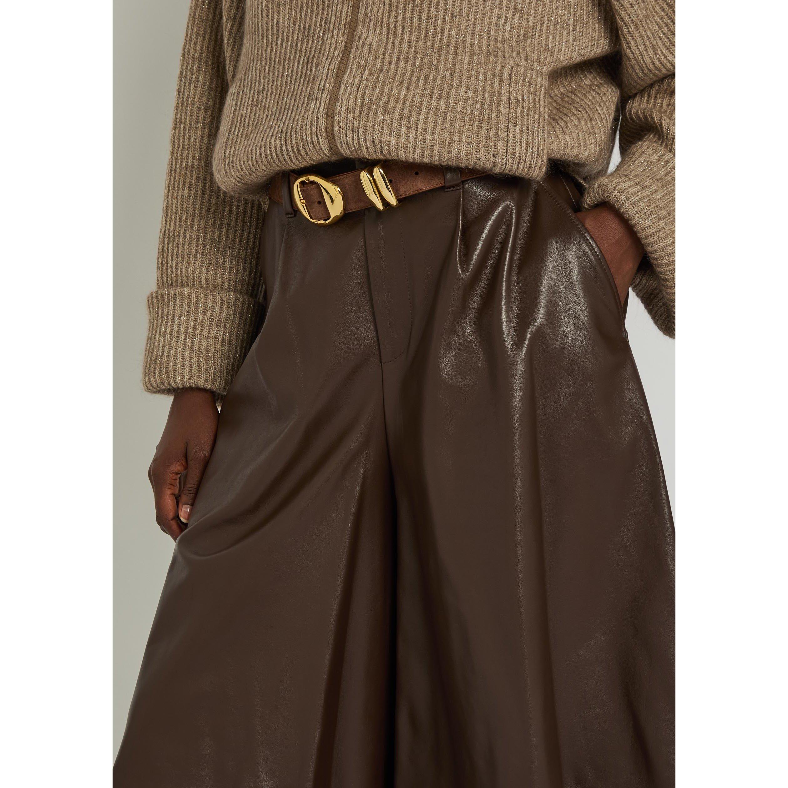 DARK BROWN - Brunello Cucinelli - LEATHER PANTS - 4