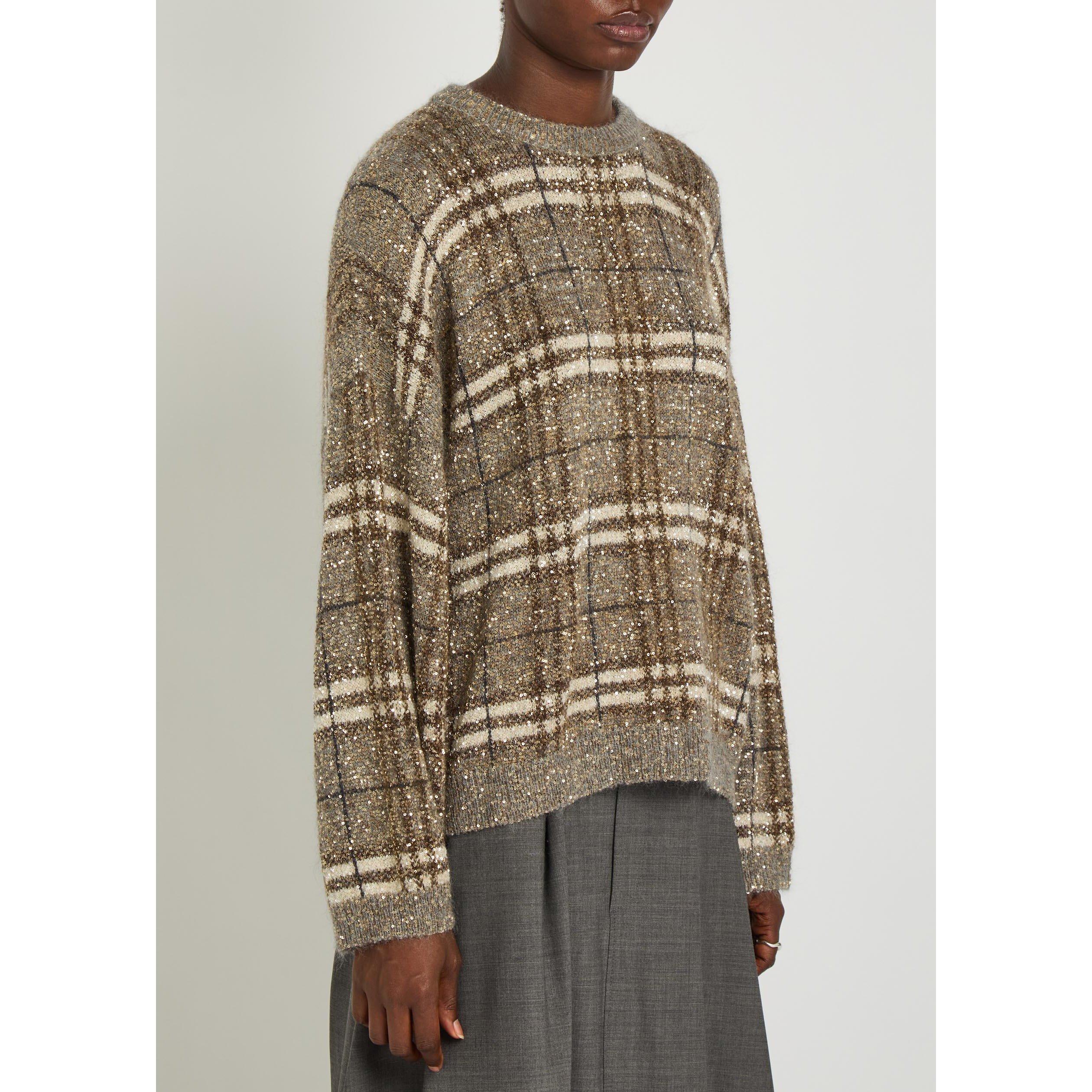 GREY AND OTHER - Brunello Cucinelli - Women's Sequin Mohair Crew-Neck Jumper - 2