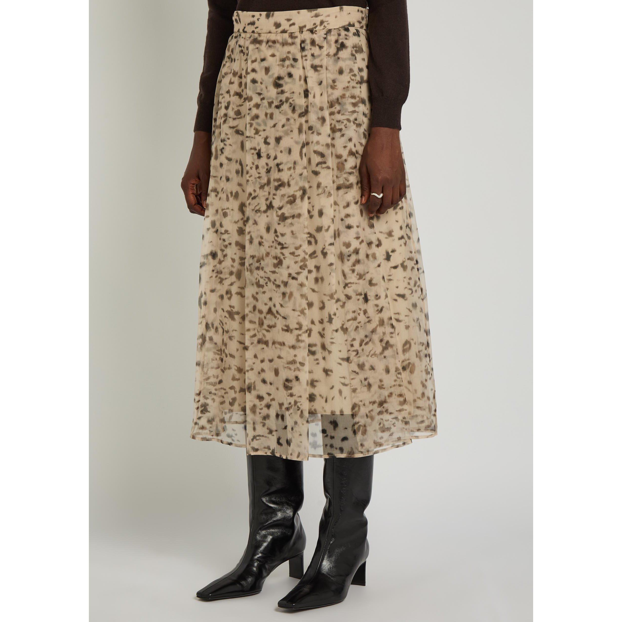 NO COLOUR - Brunello Cucinelli - Women's Silk Midi High-Waisted Pleated Skirt - 2