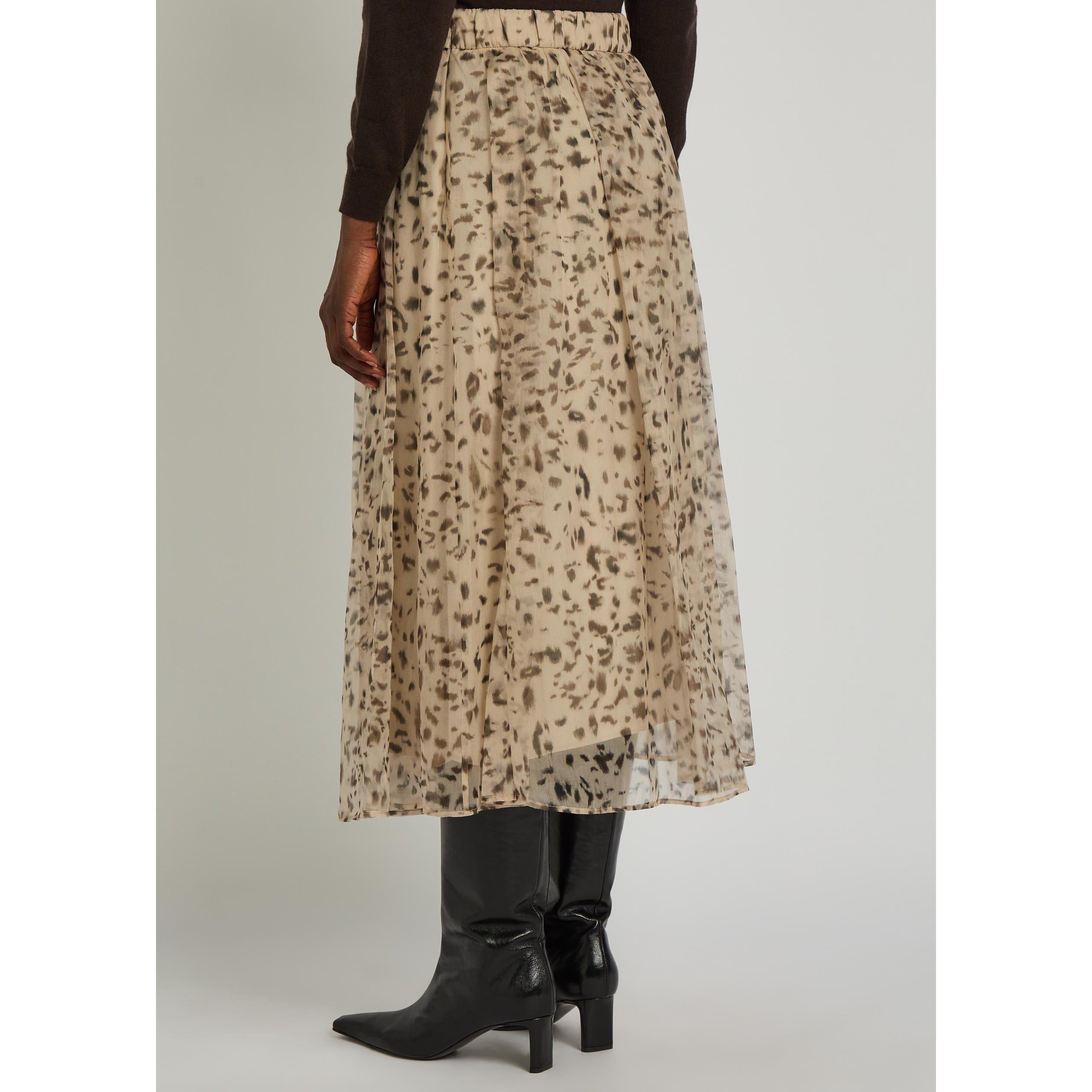 NO COLOUR - Brunello Cucinelli - Women's Silk Midi High-Waisted Pleated Skirt - 3