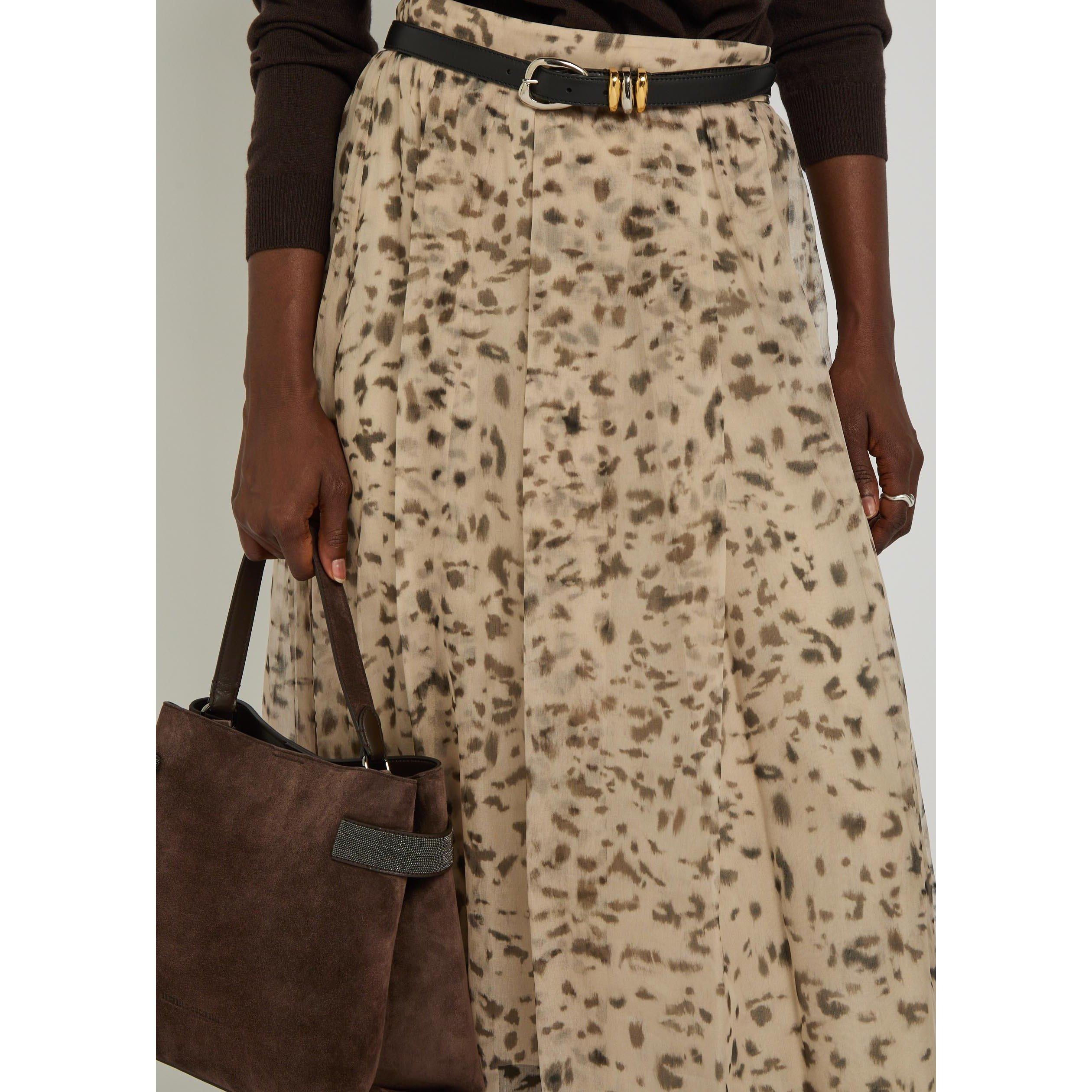 NO COLOUR - Brunello Cucinelli - Women's Silk Midi High-Waisted Pleated Skirt - 4