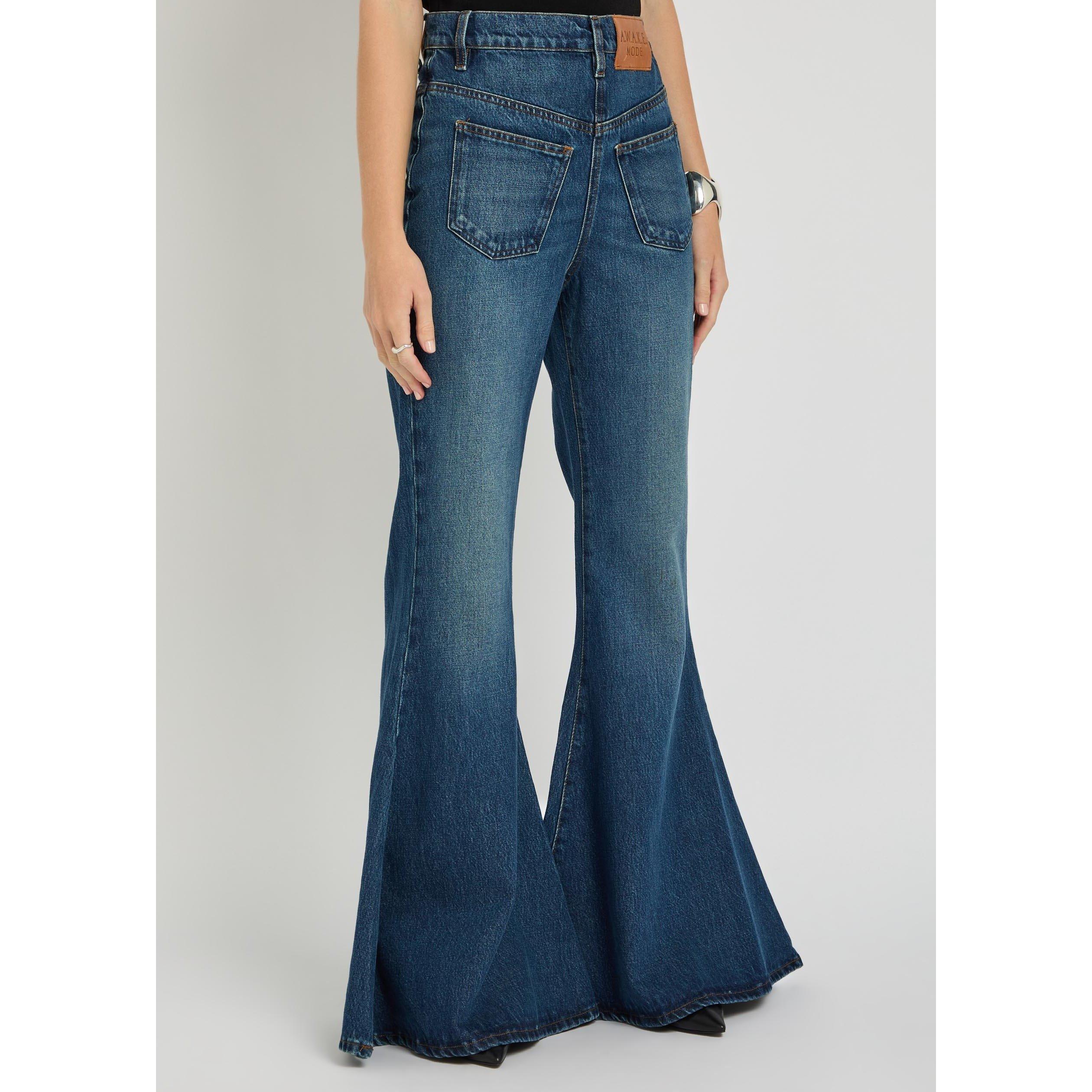 BLUE DENIM - Unknown - Women's Mirror Cotton High-Rise Flared Jeans - 2
