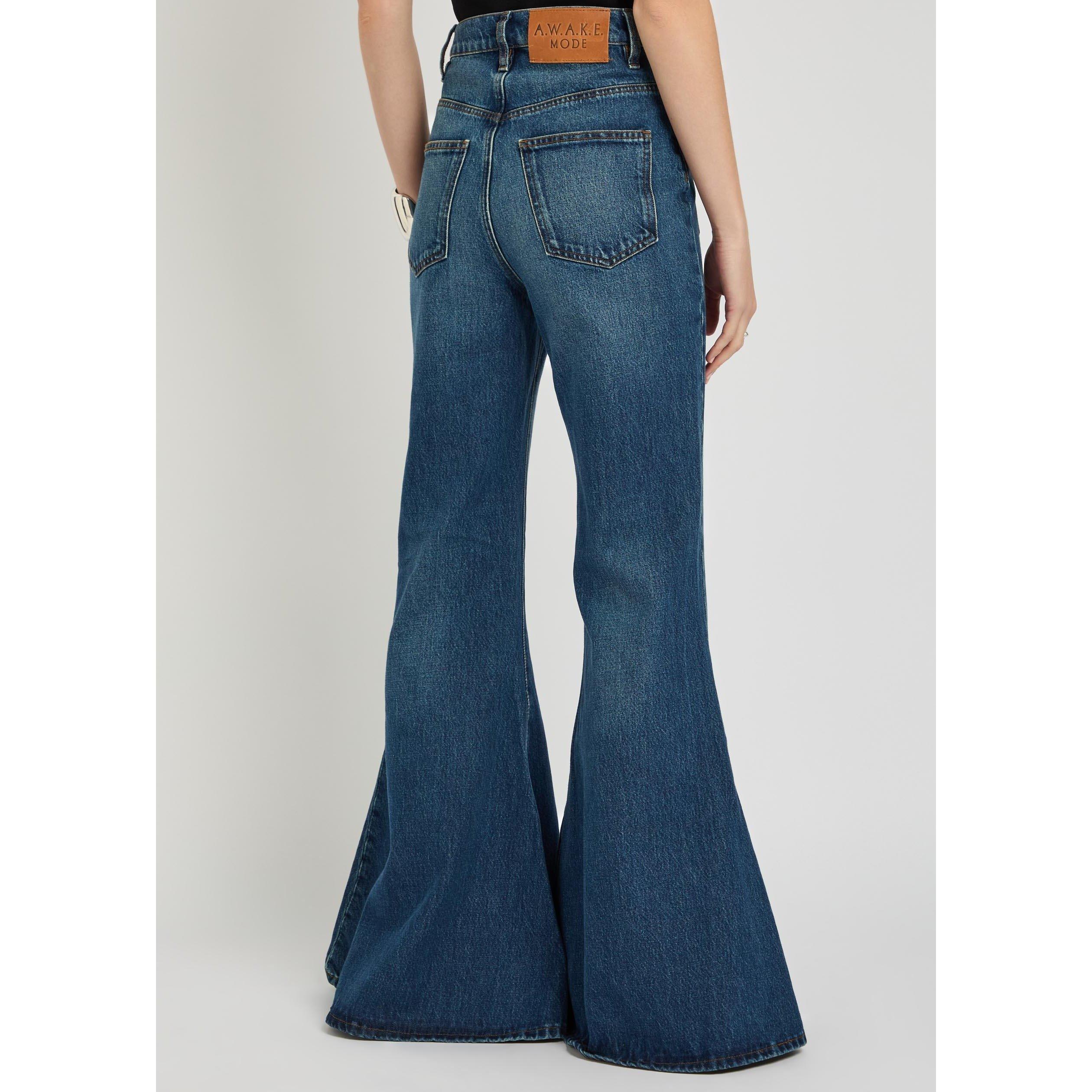 BLUE DENIM - Unknown - Women's Mirror Cotton High-Rise Flared Jeans - 3
