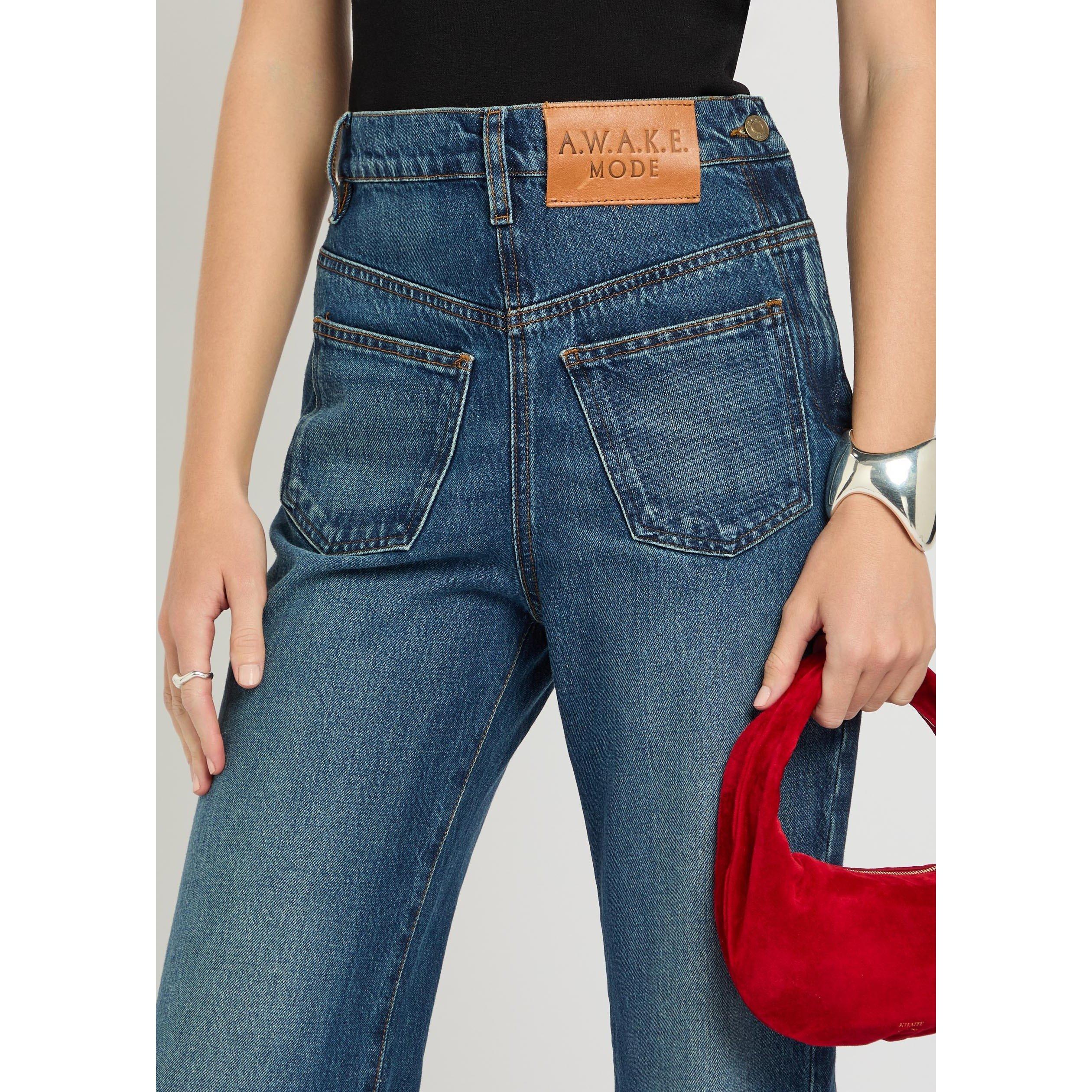 BLUE DENIM - Unknown - Women's Mirror Cotton High-Rise Flared Jeans - 4