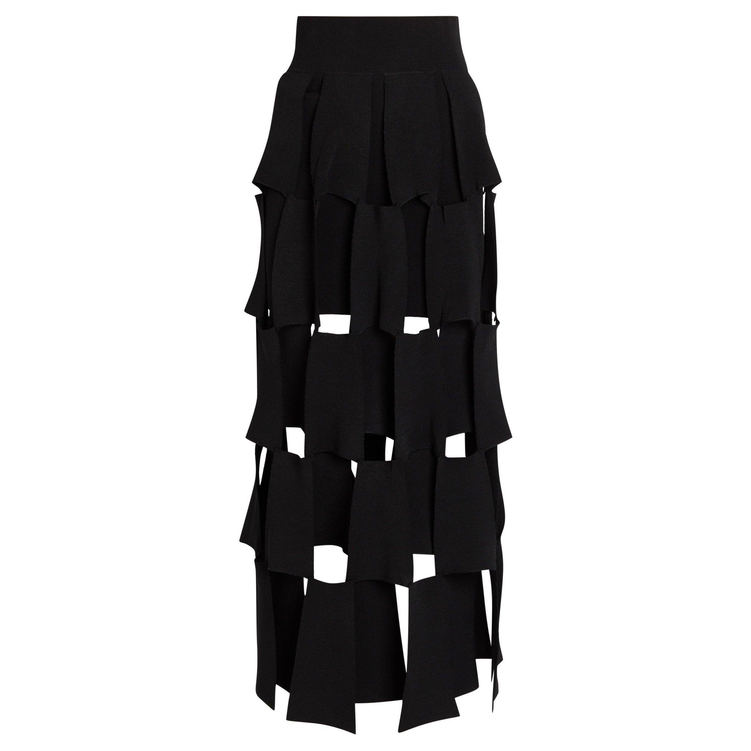 BLACK - Unknown - KNITTED MULTI TRAPEZE SKIRT