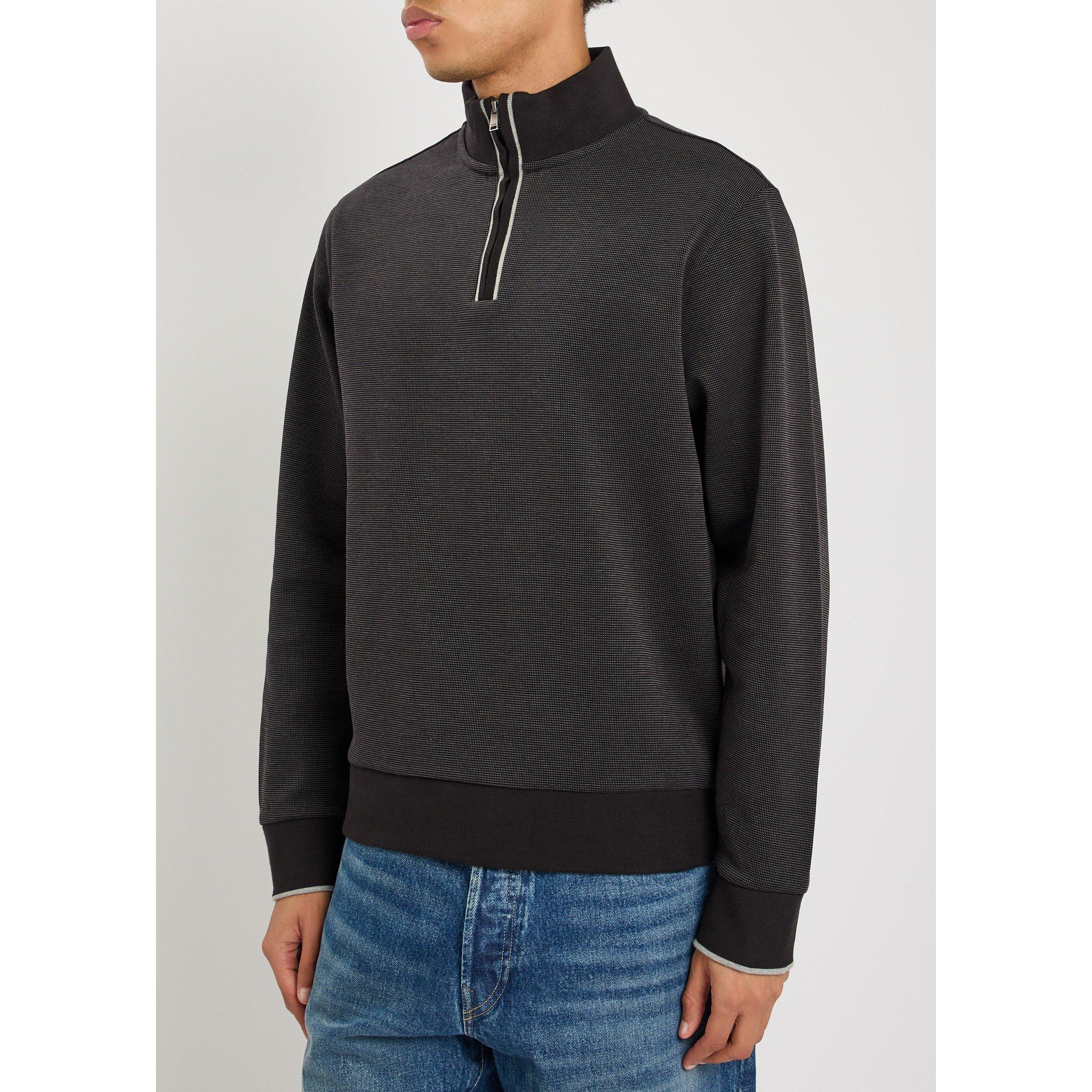 BLACK - Boss - Men's Sidney Cotton 1/4 Zip Knitted Top - 2