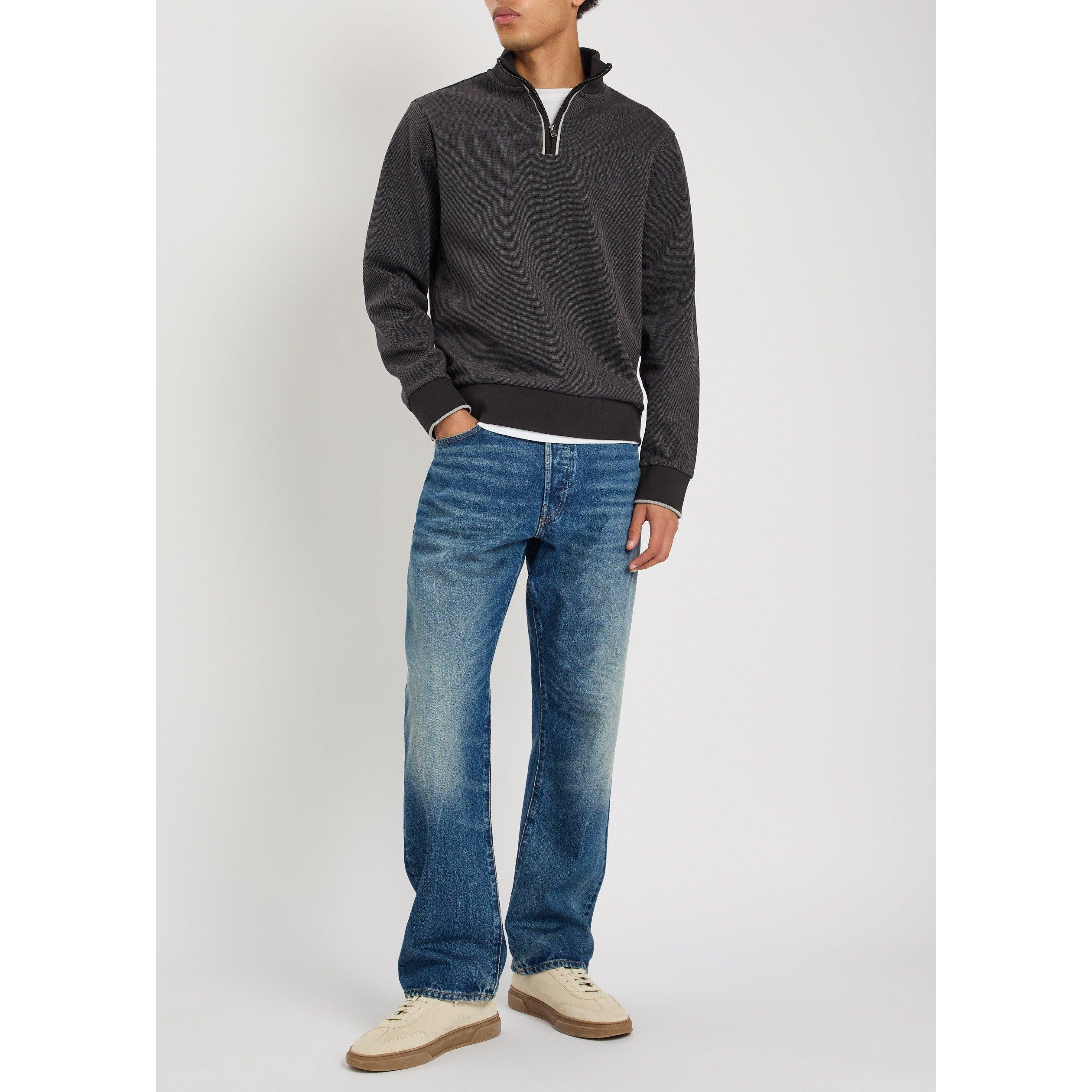 BLACK - Boss - Men's Sidney Cotton 1/4 Zip Knitted Top - 5