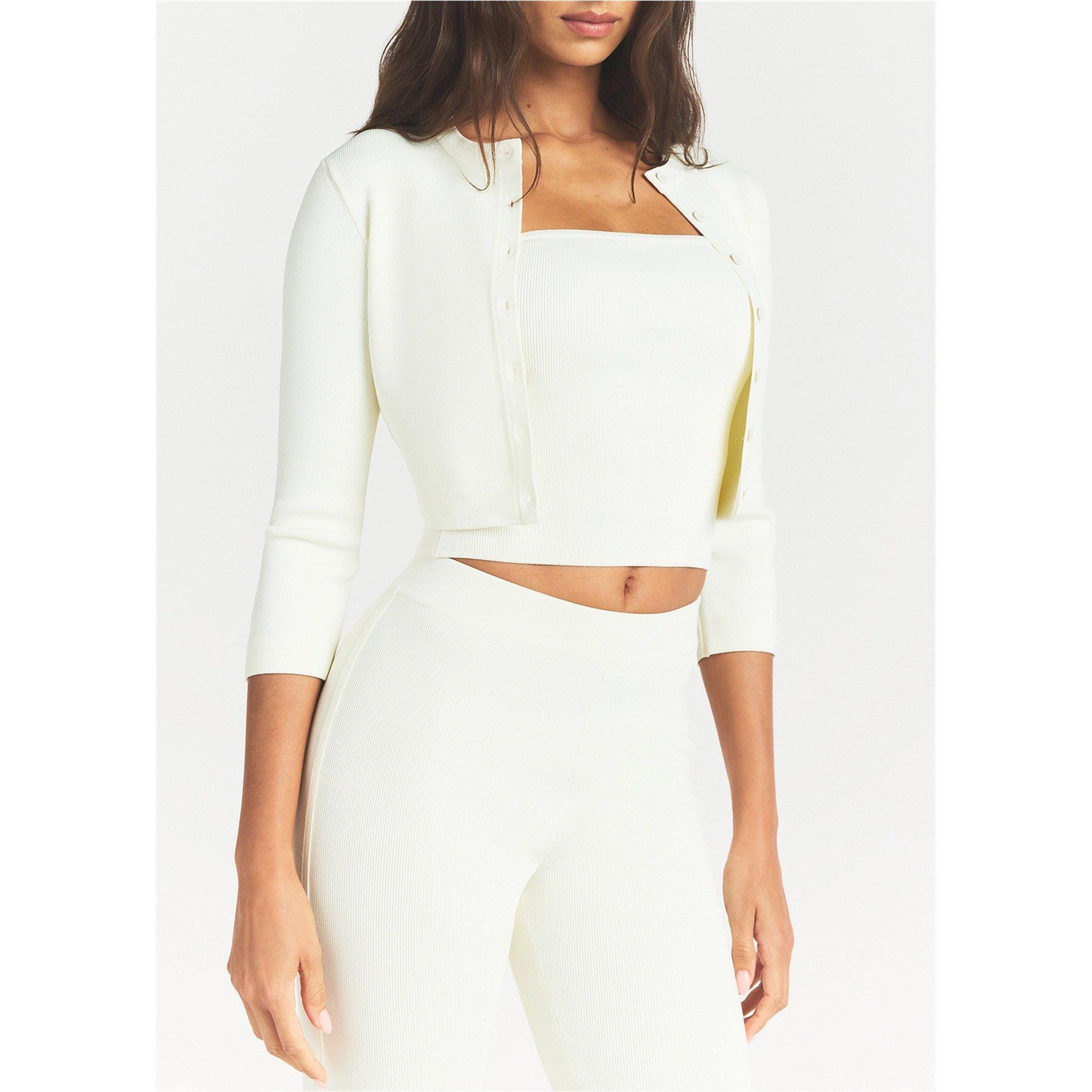 NATURAL - SKIMS - KW REFINED KNIT CROPPED CARDI - 2