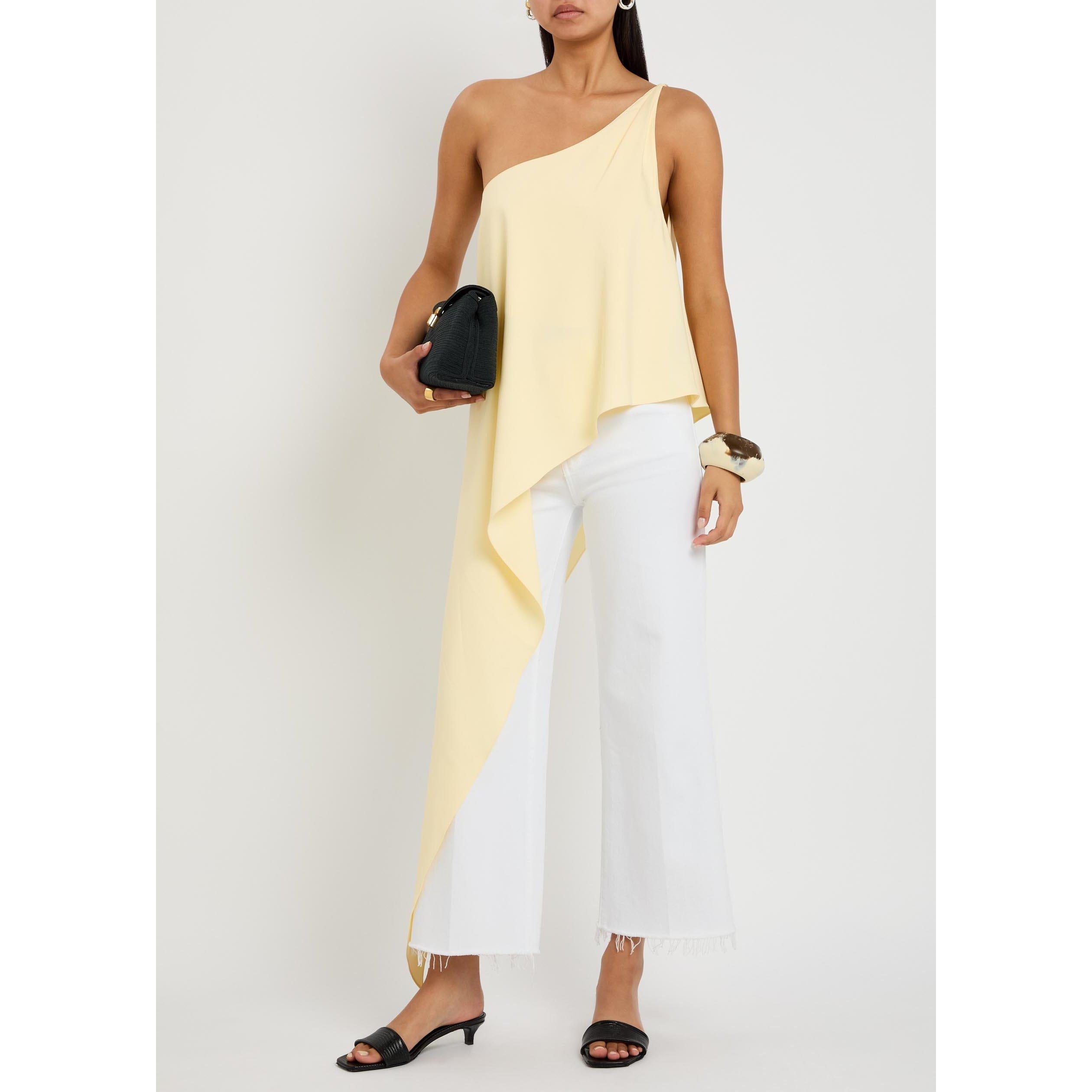 WHITE - Frame Denim - Women's Le Slim Palazzo Cropped Cotton High-Waisted Wide-Leg Jeans - 5