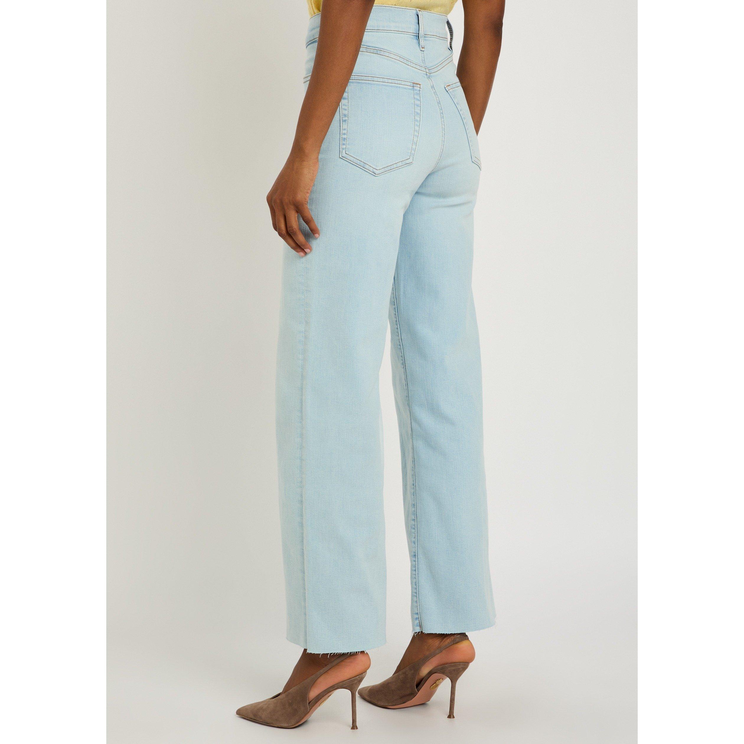 LIGHT BLUE - Frame Denim - Women's Le Slim Palazzo Cotton Wide-Leg Jeans - 3