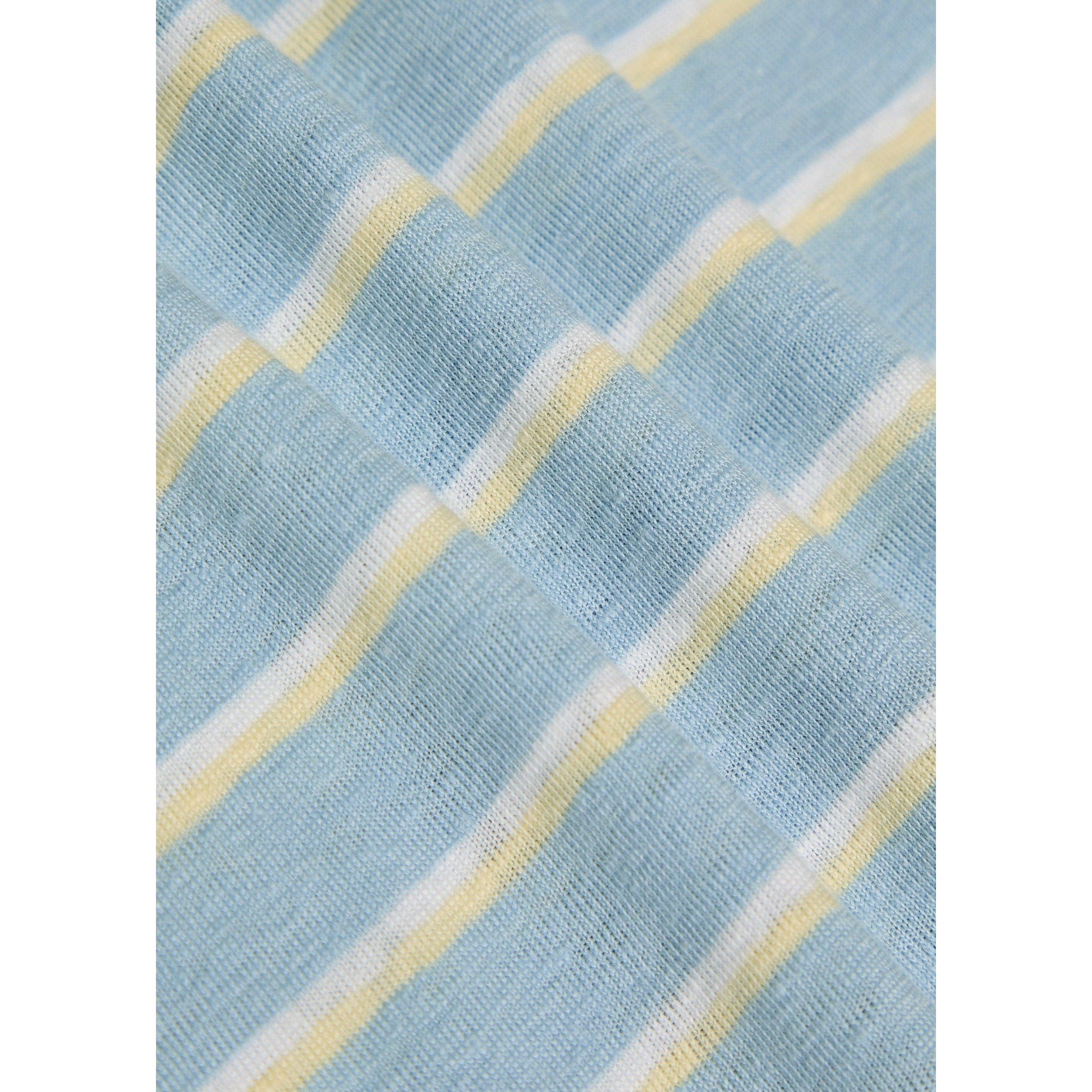 BLUE AND OTHER - Frame Denim - Women's Striped Linen Cropped Slim-Fit Baby T-Shirt - 4