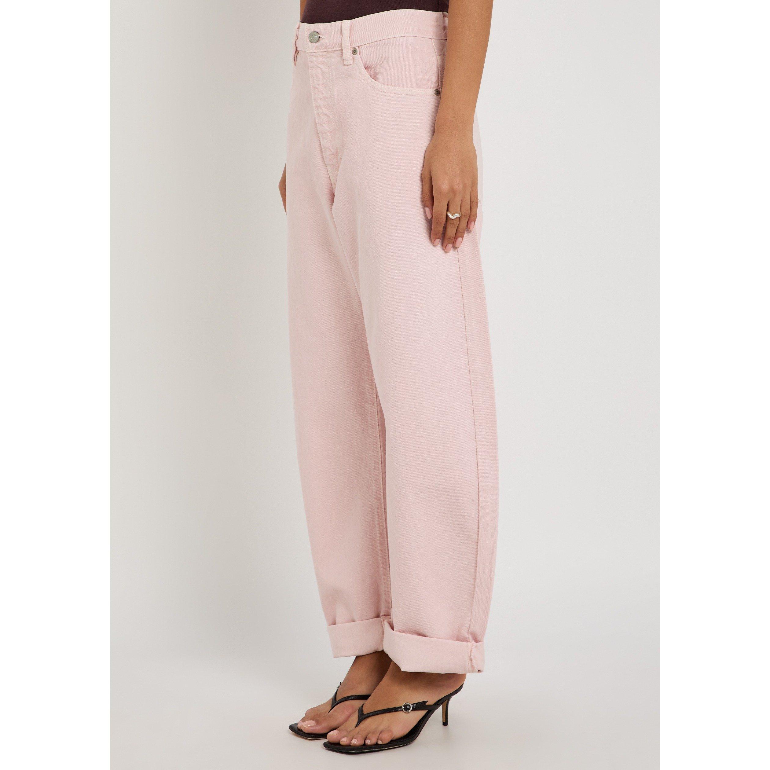 PINK - Frame Denim - Women's The Bubble Cotton Barrel Leg Cropped High-Rise Jeans - 2