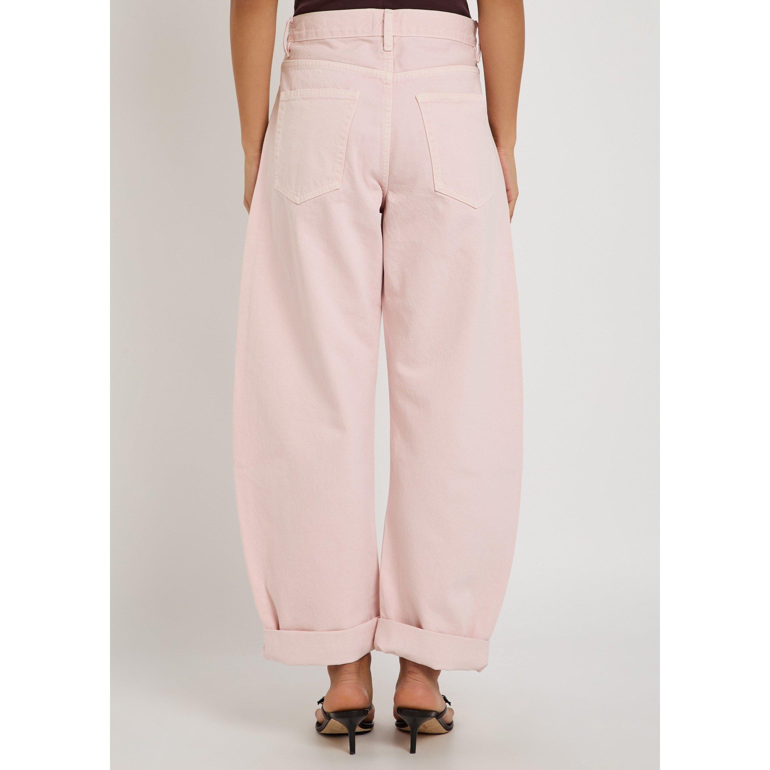PINK - Frame Denim - Women's The Bubble Cotton Barrel Leg Cropped High-Rise Jeans - 3