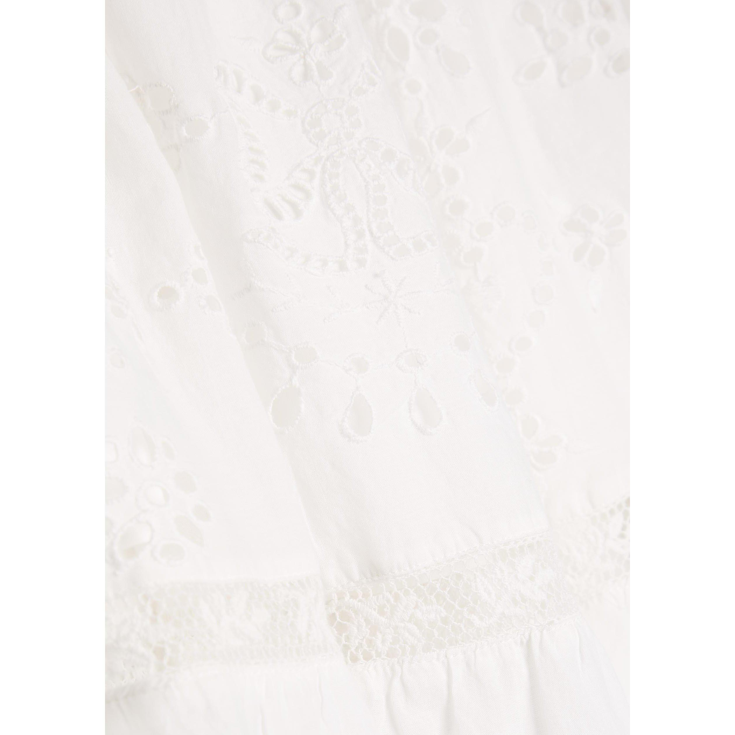 WHITE - LoveshackFancy - Women's Mallow Cotton Embroidered Midi Skirt - 4