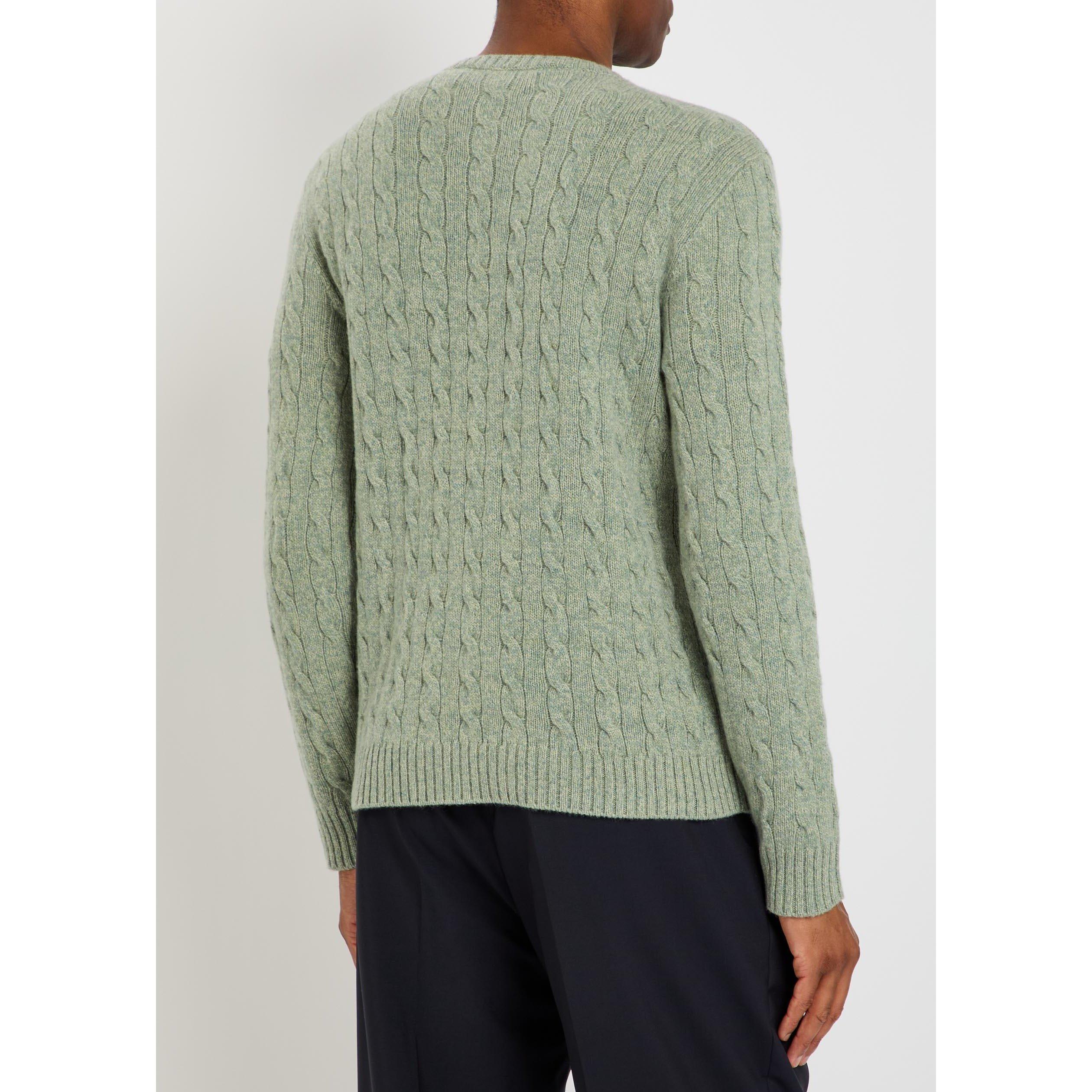 GREY - Valentino - Men's Val Cable-Knit Wool Crew-Neck Jumper - 3