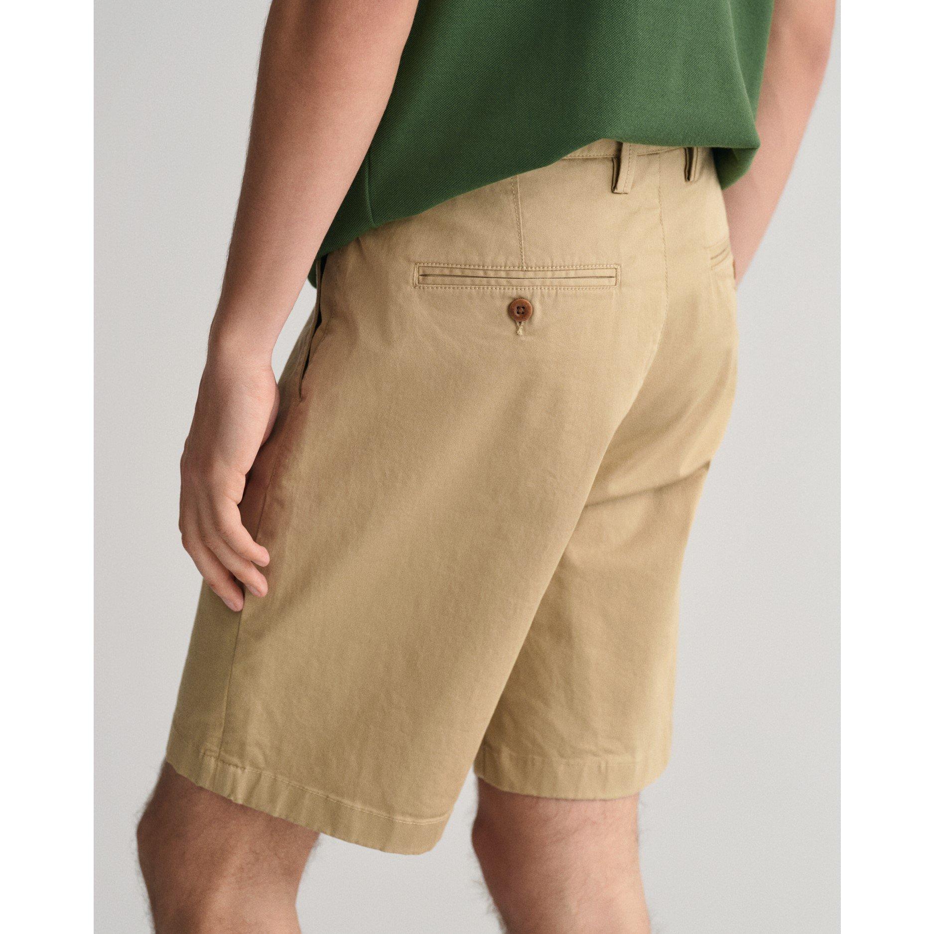 Dark Khaki - Gant - Slim Fit Twill Shorts - 3