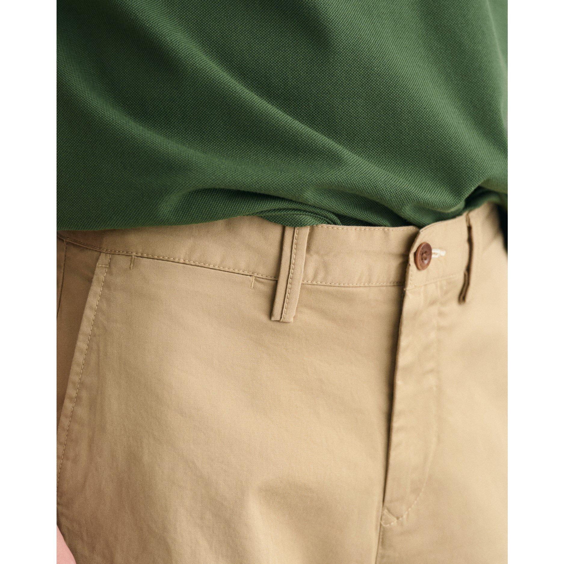 Dark Khaki - Gant - Slim Fit Twill Shorts - 5