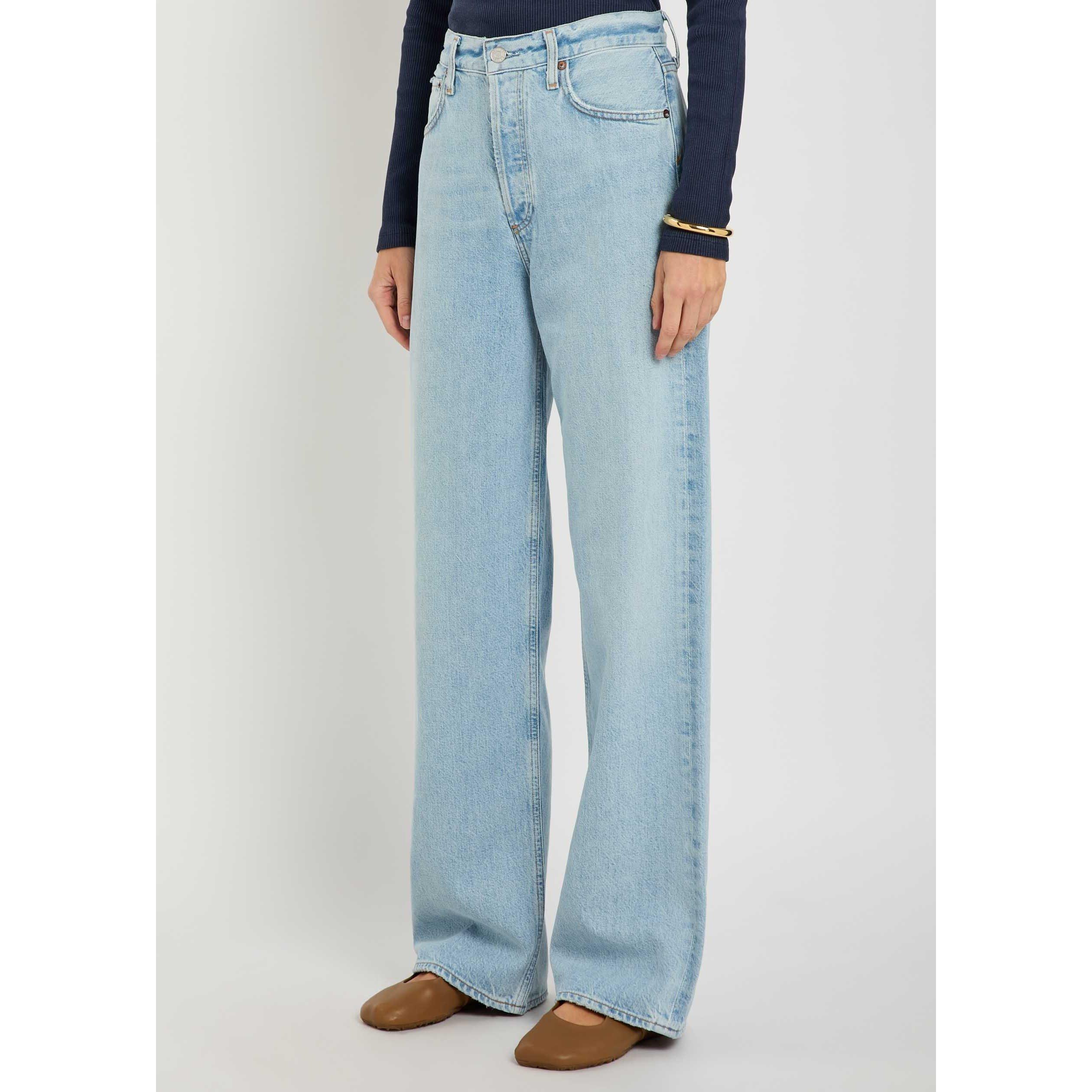 LIGHT BLUE - Agolde - Women's Ren Memory High-Rise Wide-Leg Jeans - 2