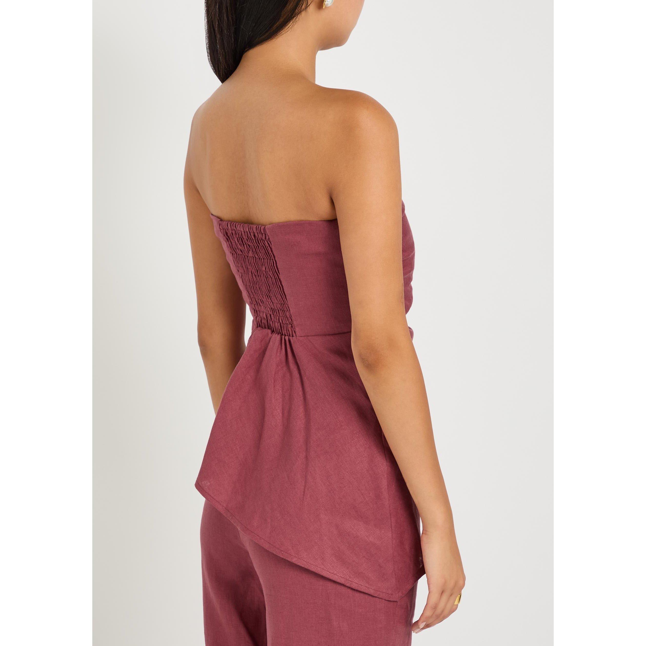DARK PINK - Faithfull The Brand - Women's Nera Linen Bandeau Top - 3