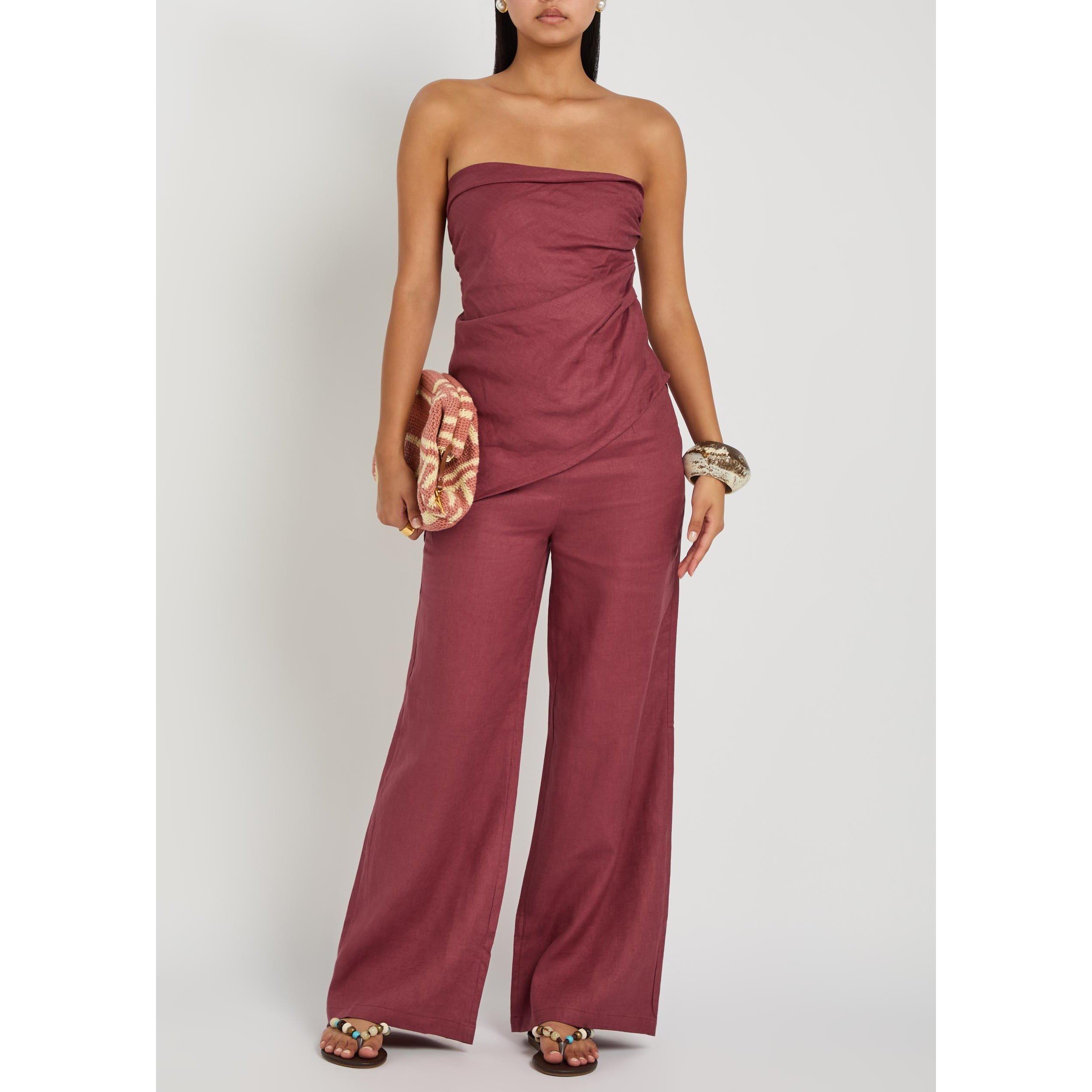 DARK PINK - Faithfull The Brand - Women's Nera Linen Bandeau Top - 5