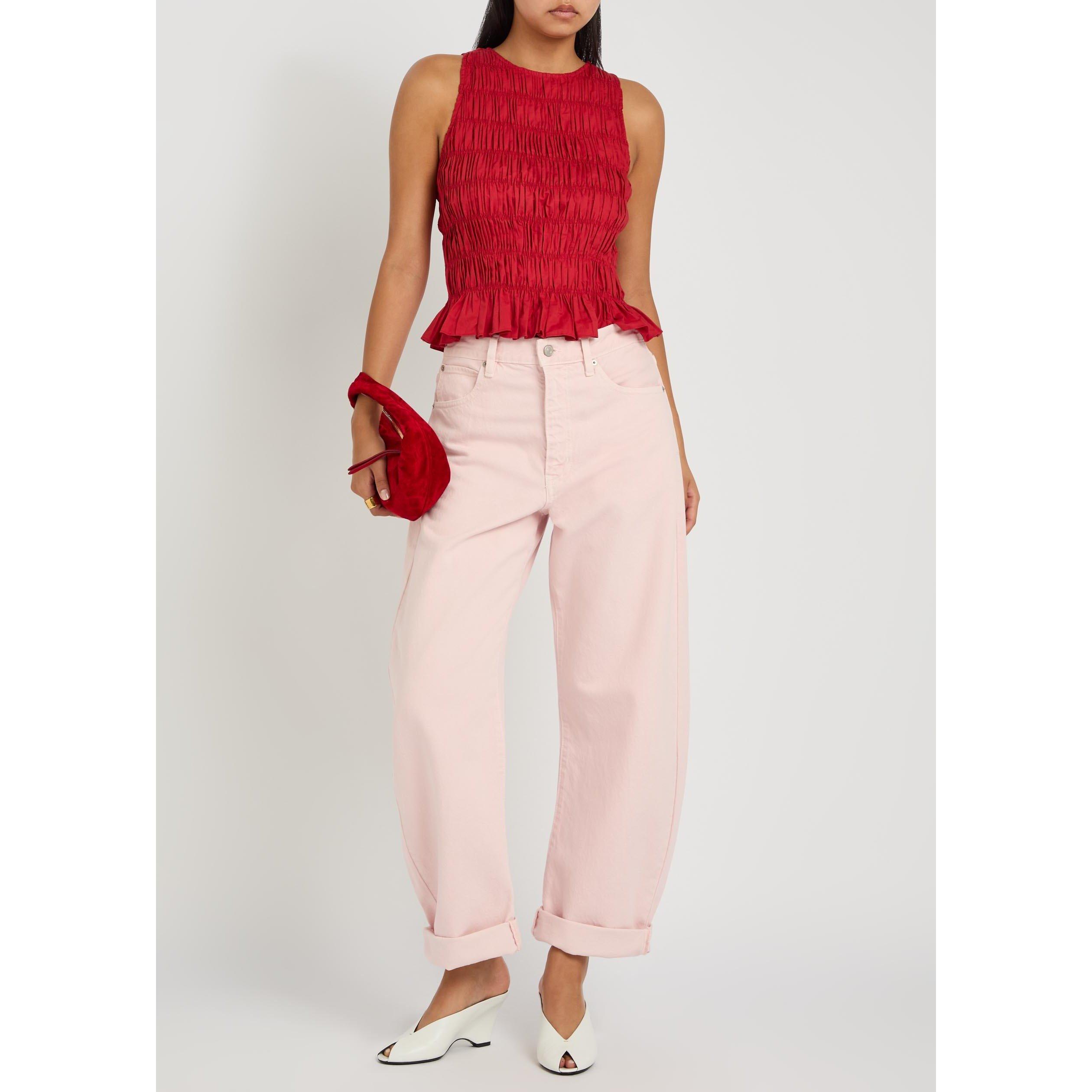 RED - Faithfull The Brand - Women's Cales Cotton Slim-Fit Peplum Top - 5