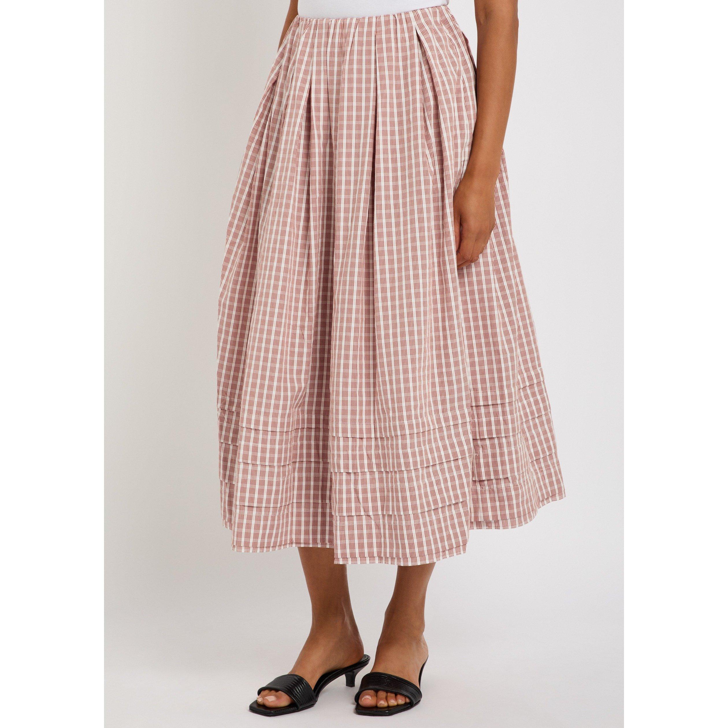 RED AND WHITE - Faithfull The Brand - Women's Cales Check Cotton Midi Skirt - 2