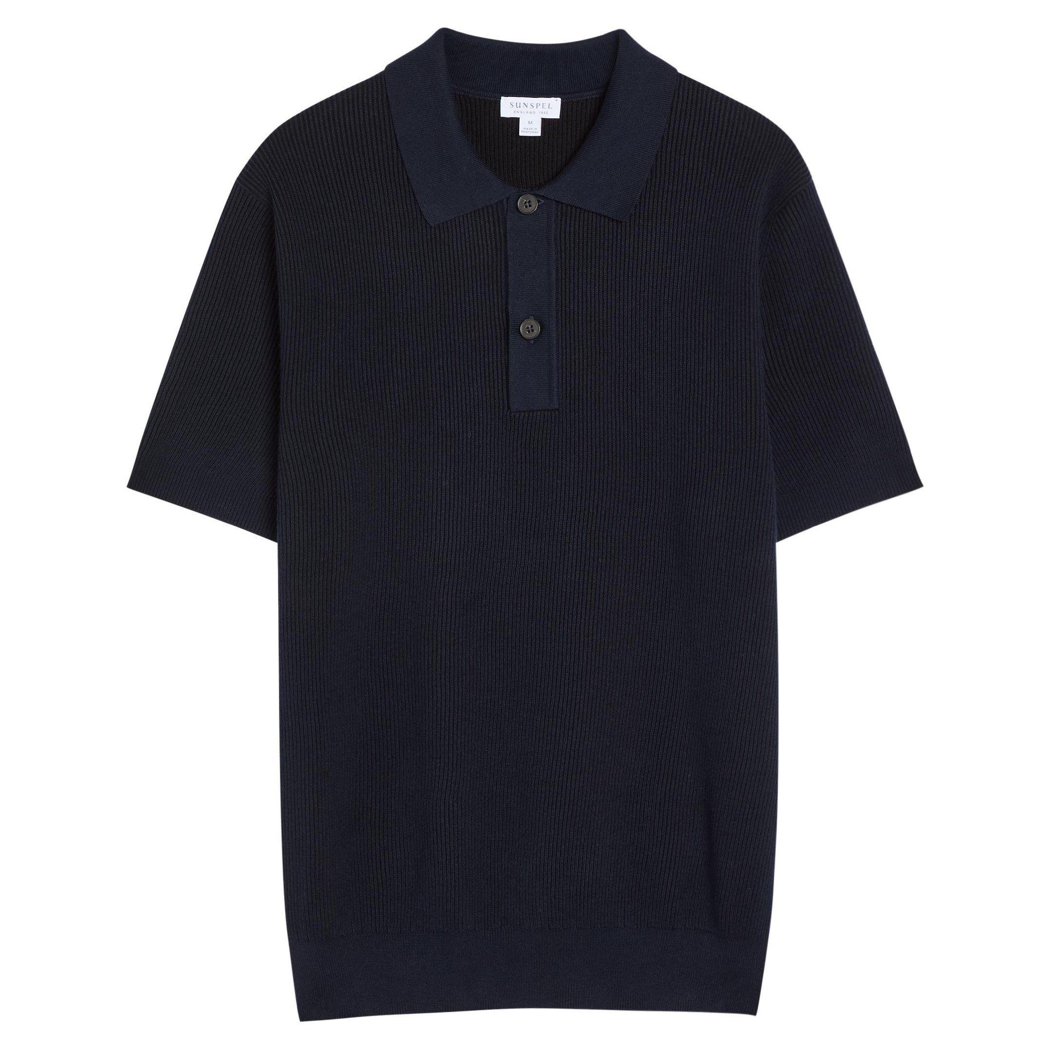 NAVY - Sunspel - SUNSPEL RIB SS POLO