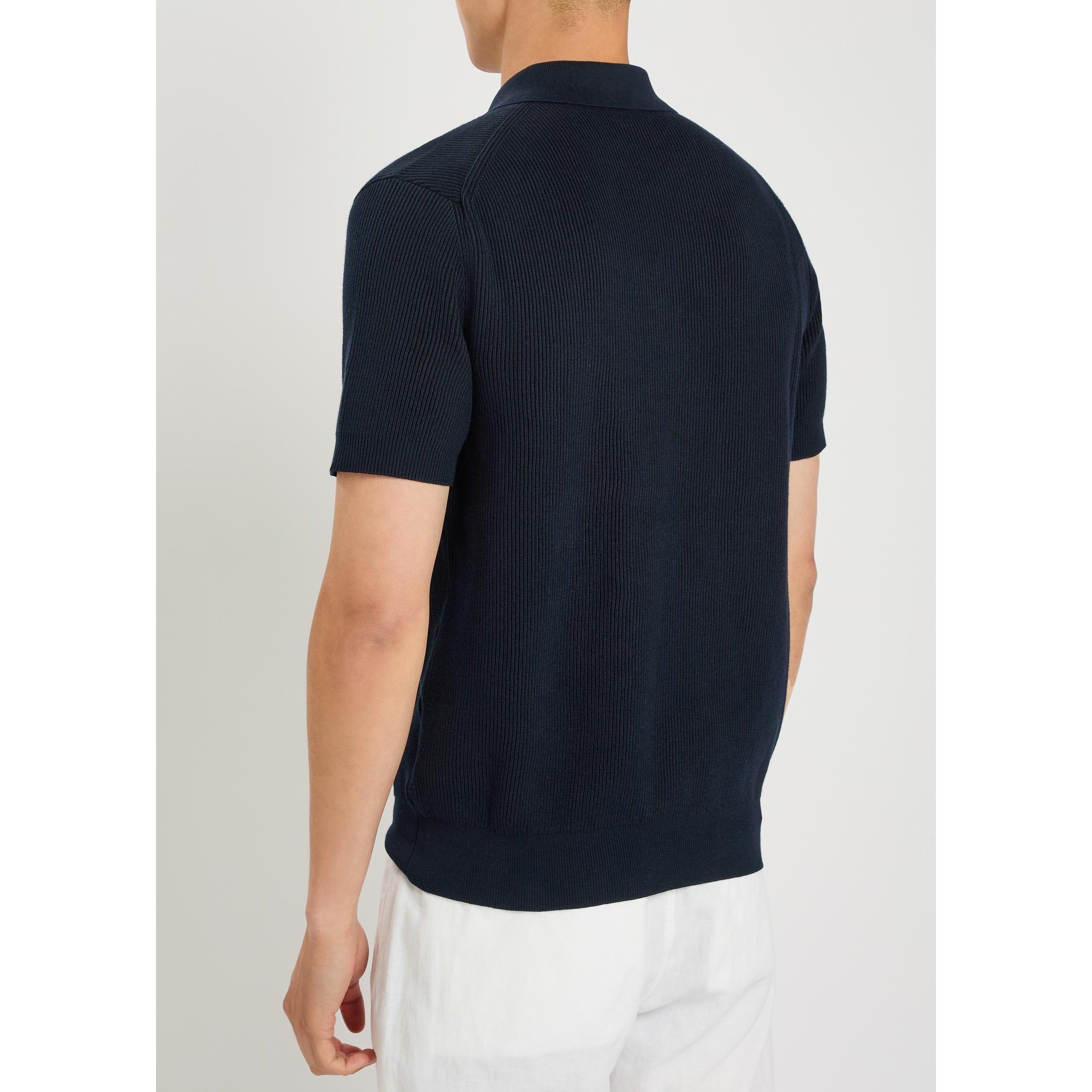NAVY - Sunspel - SUNSPEL RIB SS POLO - 3